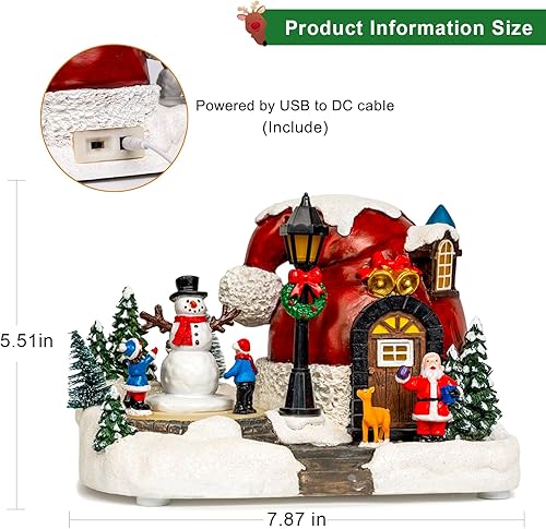 Miniatura 5 de Colección animada de figuras musicales de muñeco de nieve de Navidad, casas de pueblo de Papá Noel, colección de figuras iluminadas para decoración