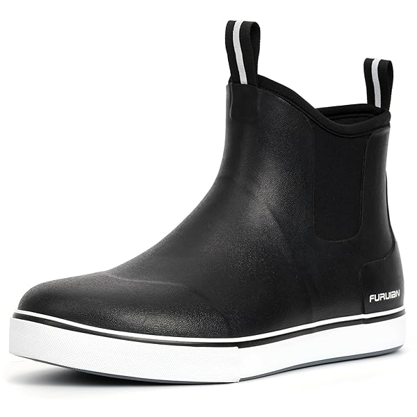 Furuian Men's Deck Boots Fishing Boots Waterproof Rain Boots Ankle Booties Slip On Neoprene Rubber Footwear Chelsea Boots Men botas para hombre for Gardening Fishing Boating Camping Sailing