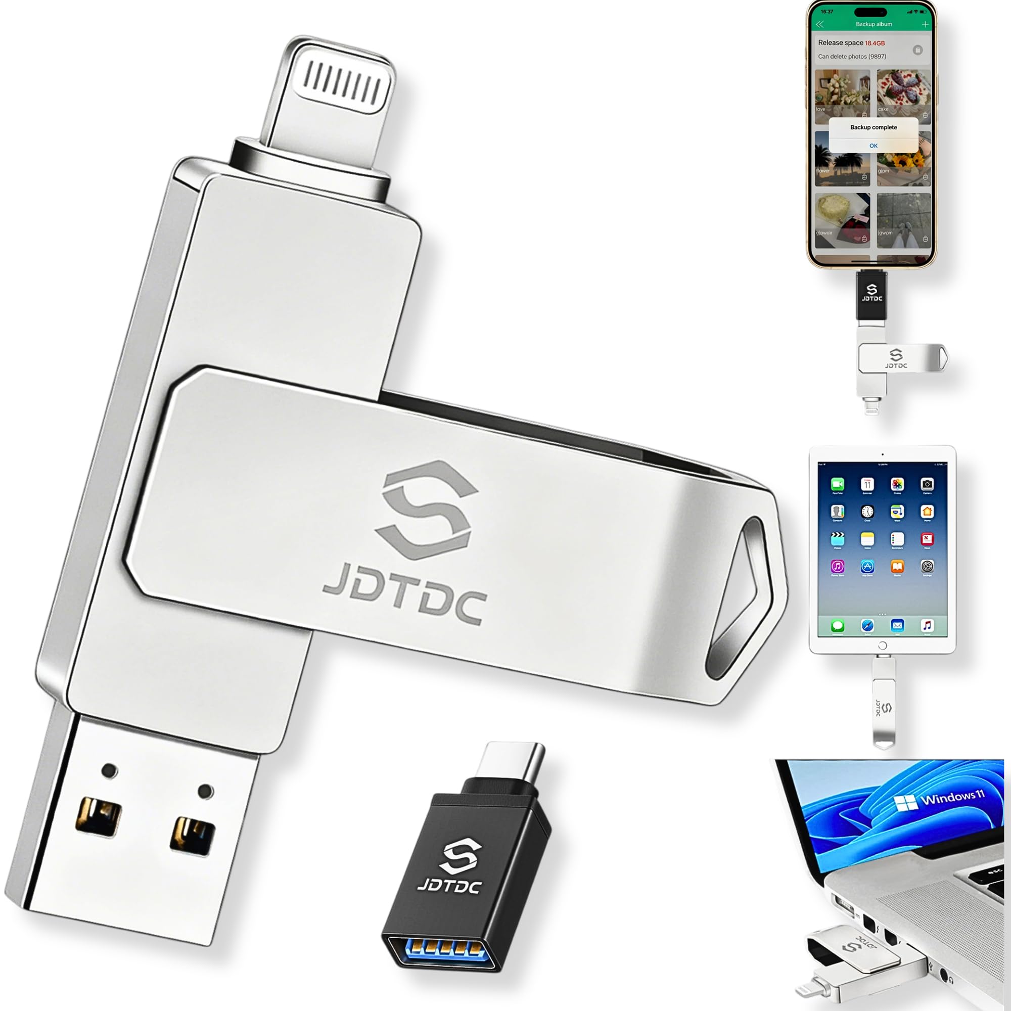 Genuine Apple MFi Certified iPhone-USB-Flash-Drive 256GB Real Capacity Genuine Lightning encrypted Backup-Photo-Stick-for-iPhone iPad Android PC Mac External-Storage Photos/Videos Thumb-Drive Pendrive-image-18