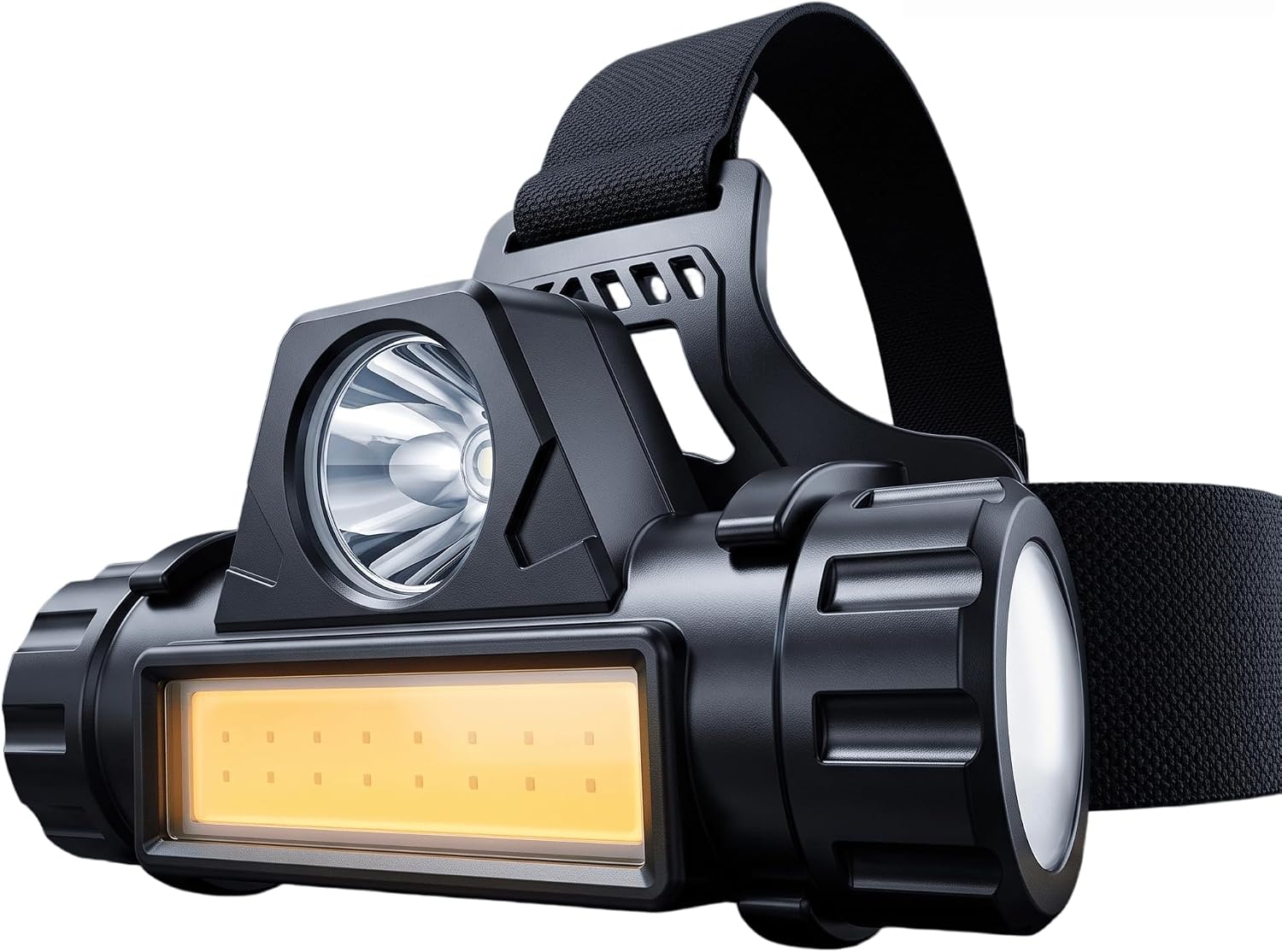 Super Bright Headlamp Rechargeable High Lumen Last Long LED Lamp for Camping Clip-On Hard Hat Hands-Free Work Lamp with Magnetic Base, Adjustable Spotlight Flashlight for Running Hiking Camping