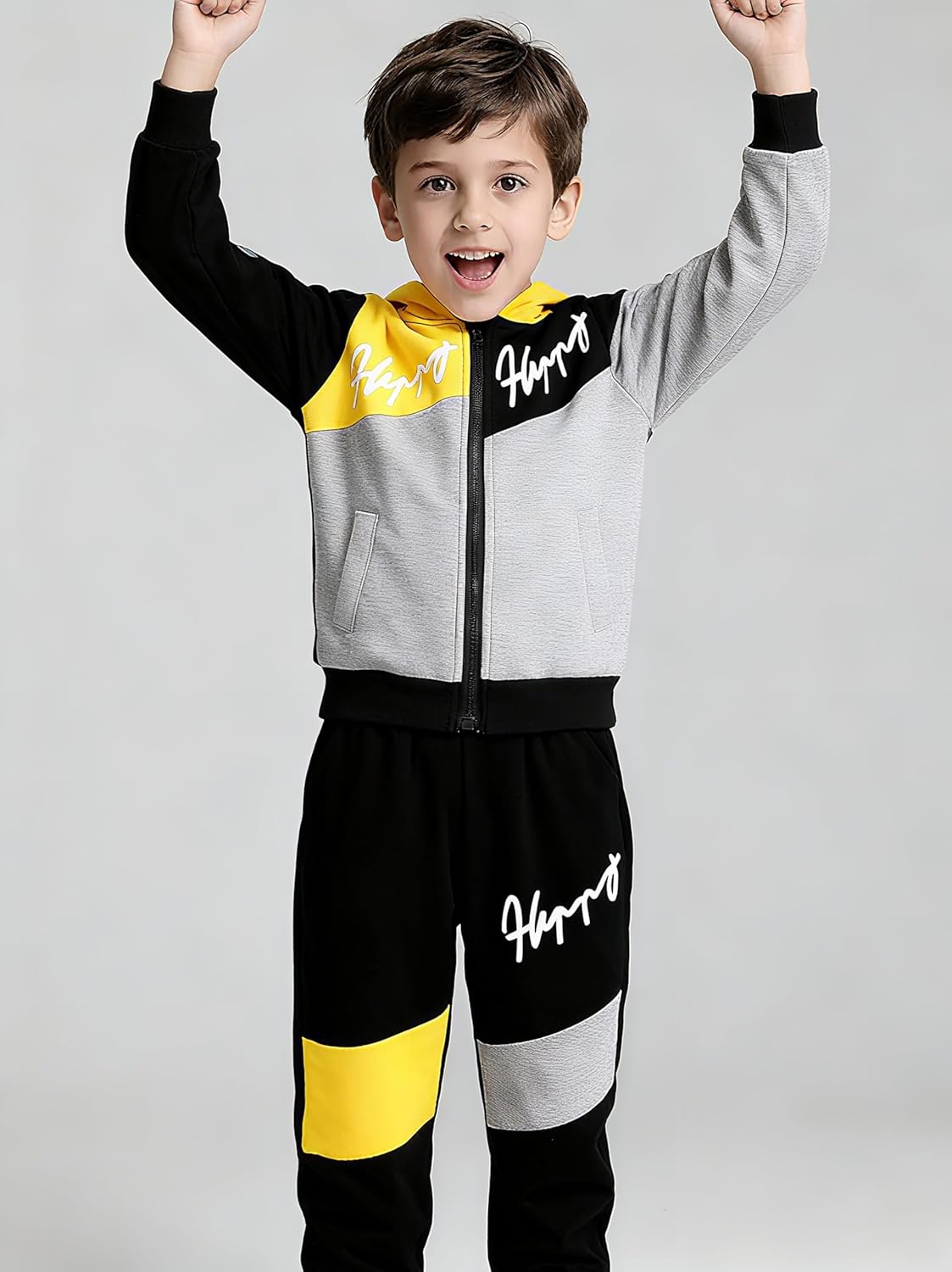 Kid Boys' CLothes Half-Zip Hoodie Top and Sweatpants Set Fall Outfit for Ages 6-12 - Image 4