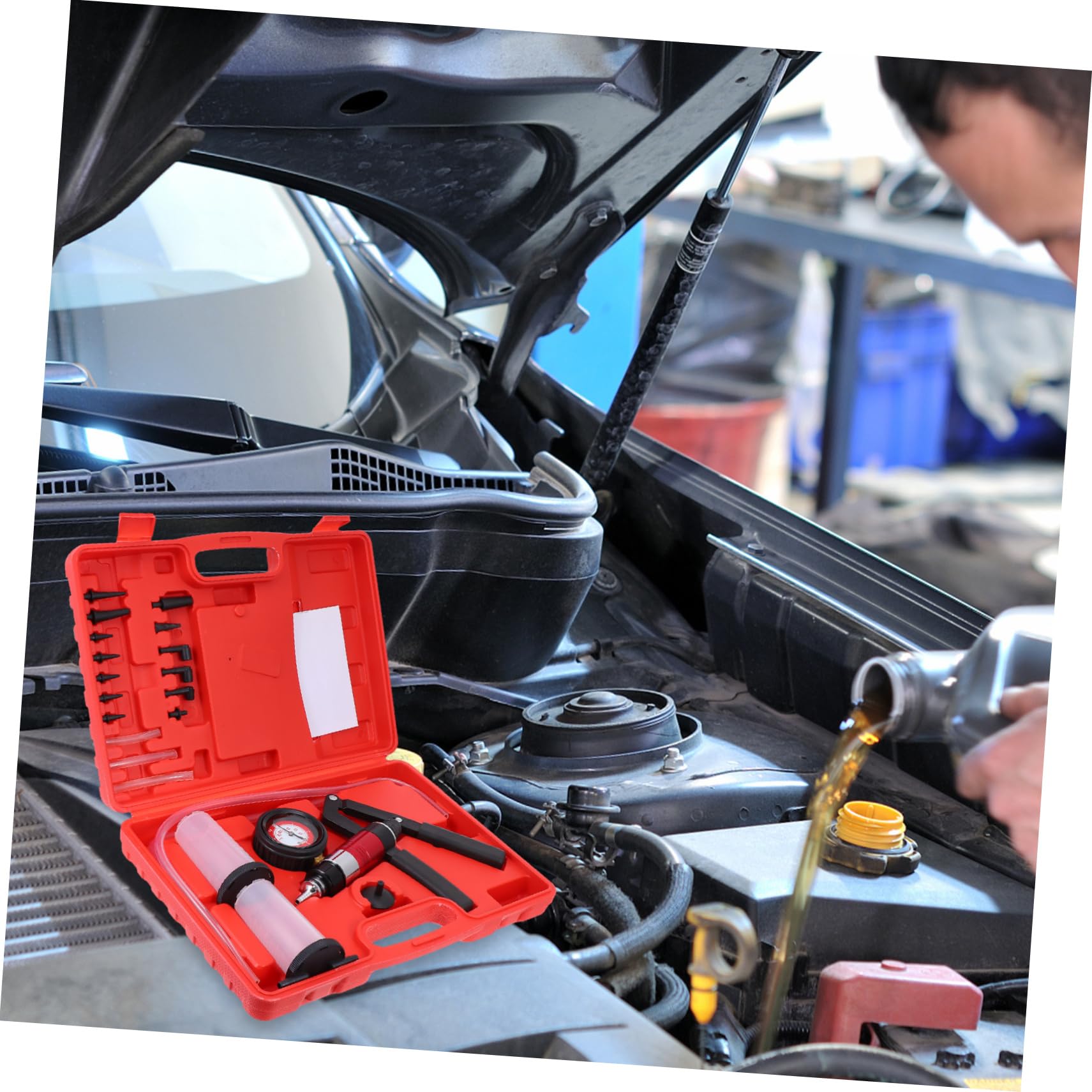 1 Juego Bomba De Vacío Manual Herramientas Automotrices Herramienta De Freno Kit De Coche Kit De Purga De Frenos Cesta De Almacenaje Suministros De Coche Liquido De Frenos Caucho