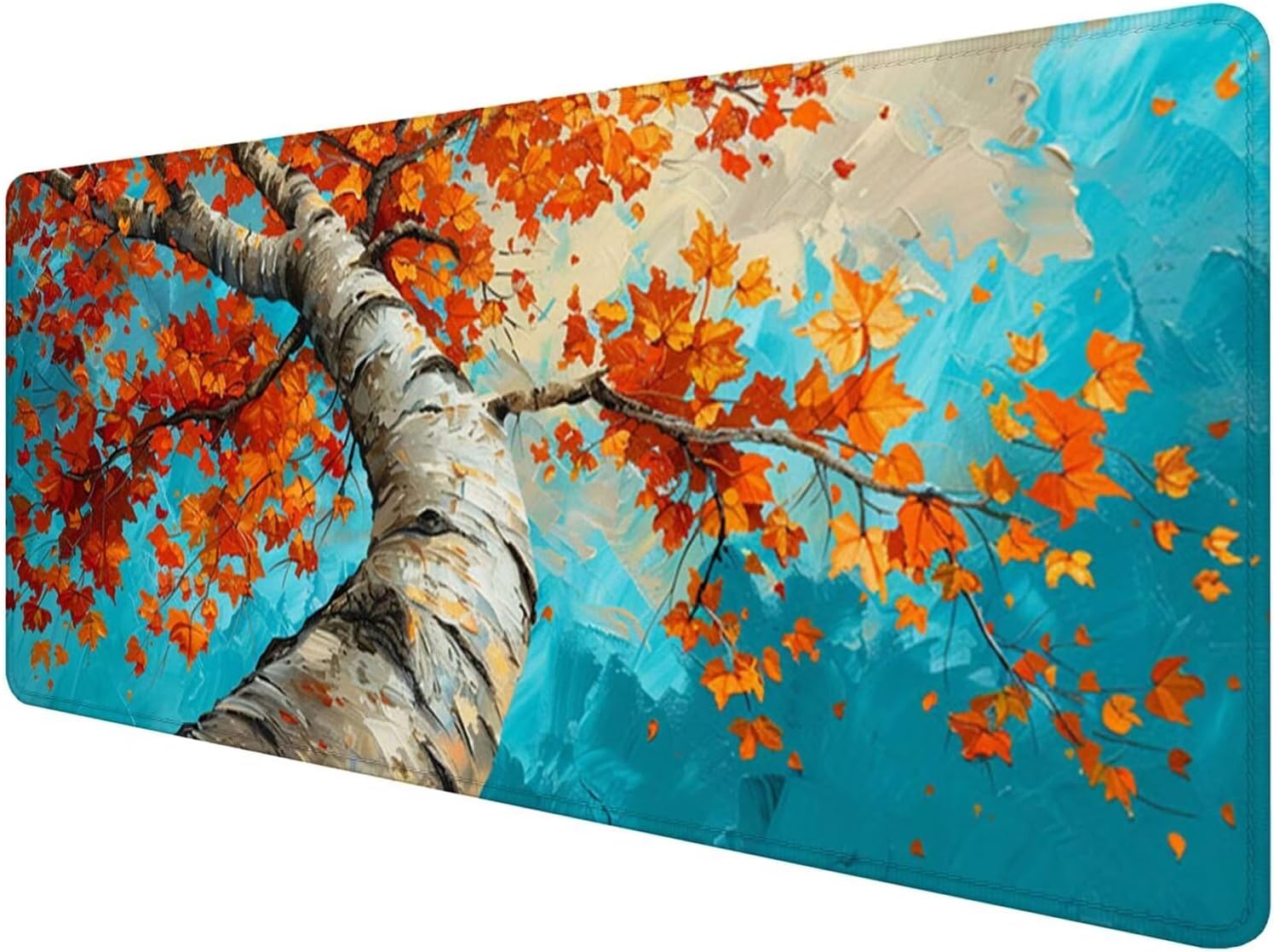 Large Mouse Pad, Tree Mouse Pad for Office Desk Accessories, 39.4 x 19.7 in Large Gaming Mouse Pad Autumn Desk Mat Laptop Keyboard Mat with Non-Slip Rubber Base, 3mm Thick Mouse Pad Gaming A-7