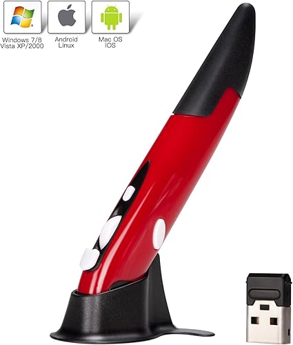 Miniatura 5 de lychee Ratón óptico inalámbrico de bolsillo, 2.4 GHZ USB inalámbrico lápiz óptico ratón 80012001600 DPI ajustable escritura a mano mini ratones para