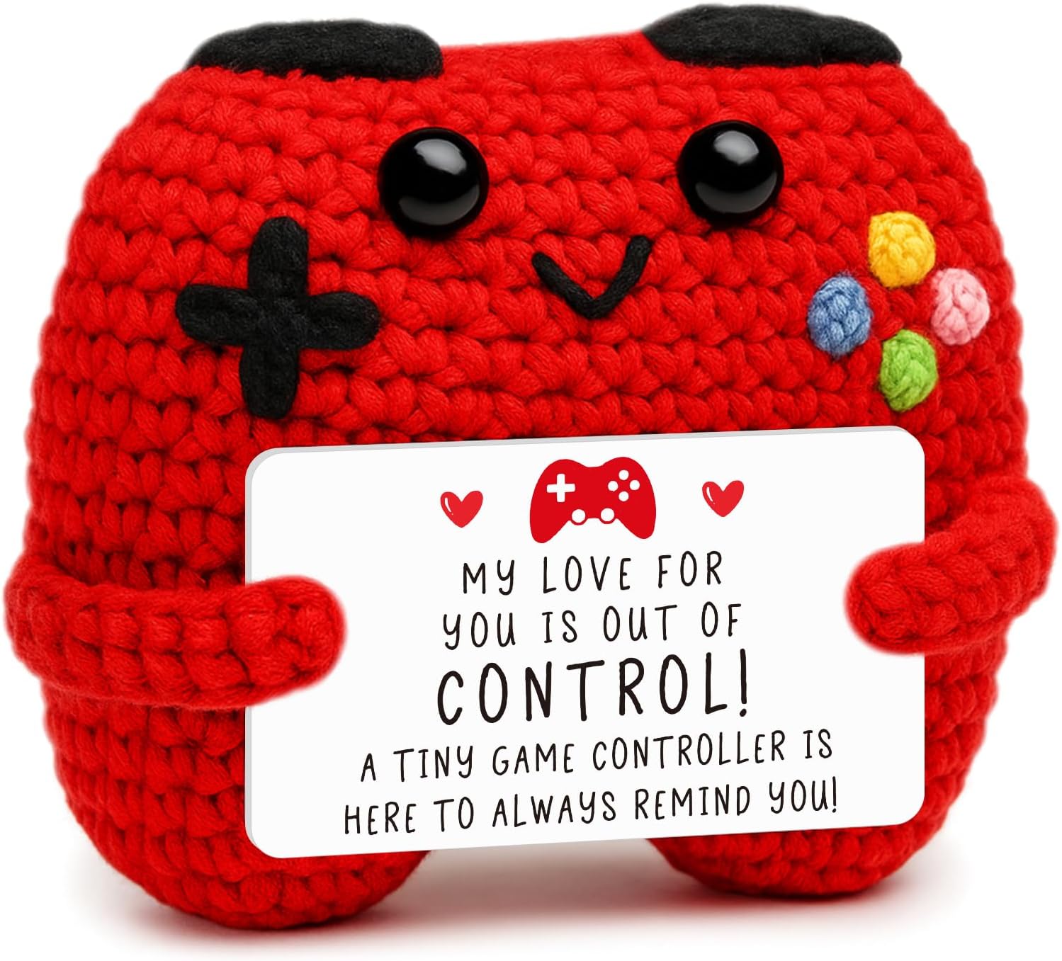 Crochet Game Controller Desk Decor, Handmade Romantic Gift for Boyfriend or Girlfriend, Cute Valentine’s Day & Anniversary Decoration, Gaming Room Accessories Stuff
