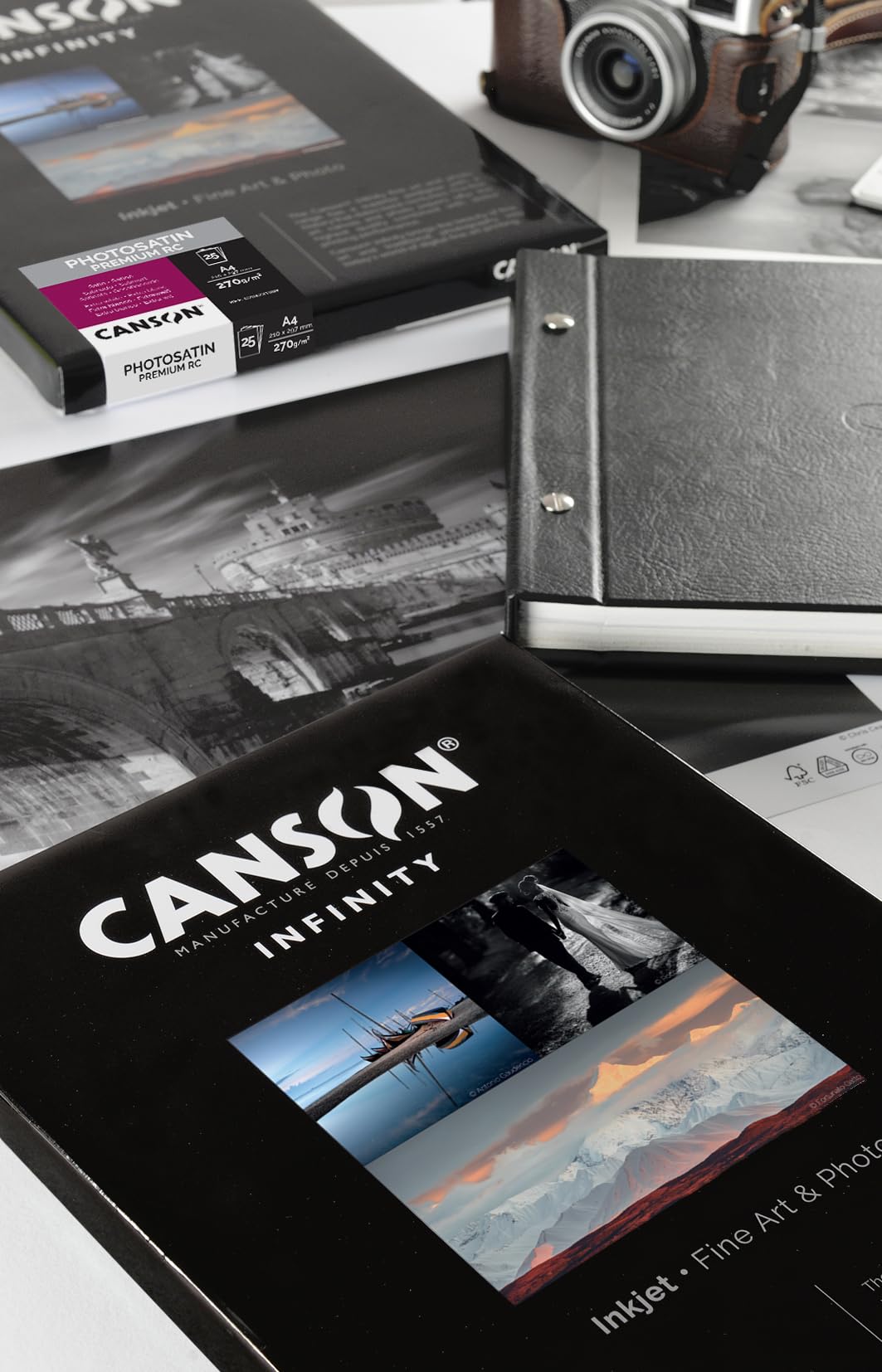 Canson Infinity Photo Satin Premium RC, Papel fotográfico, Satinado, 270g, Hoja, A3-29,7x42cm, Extra Blanco, 25 Hojas