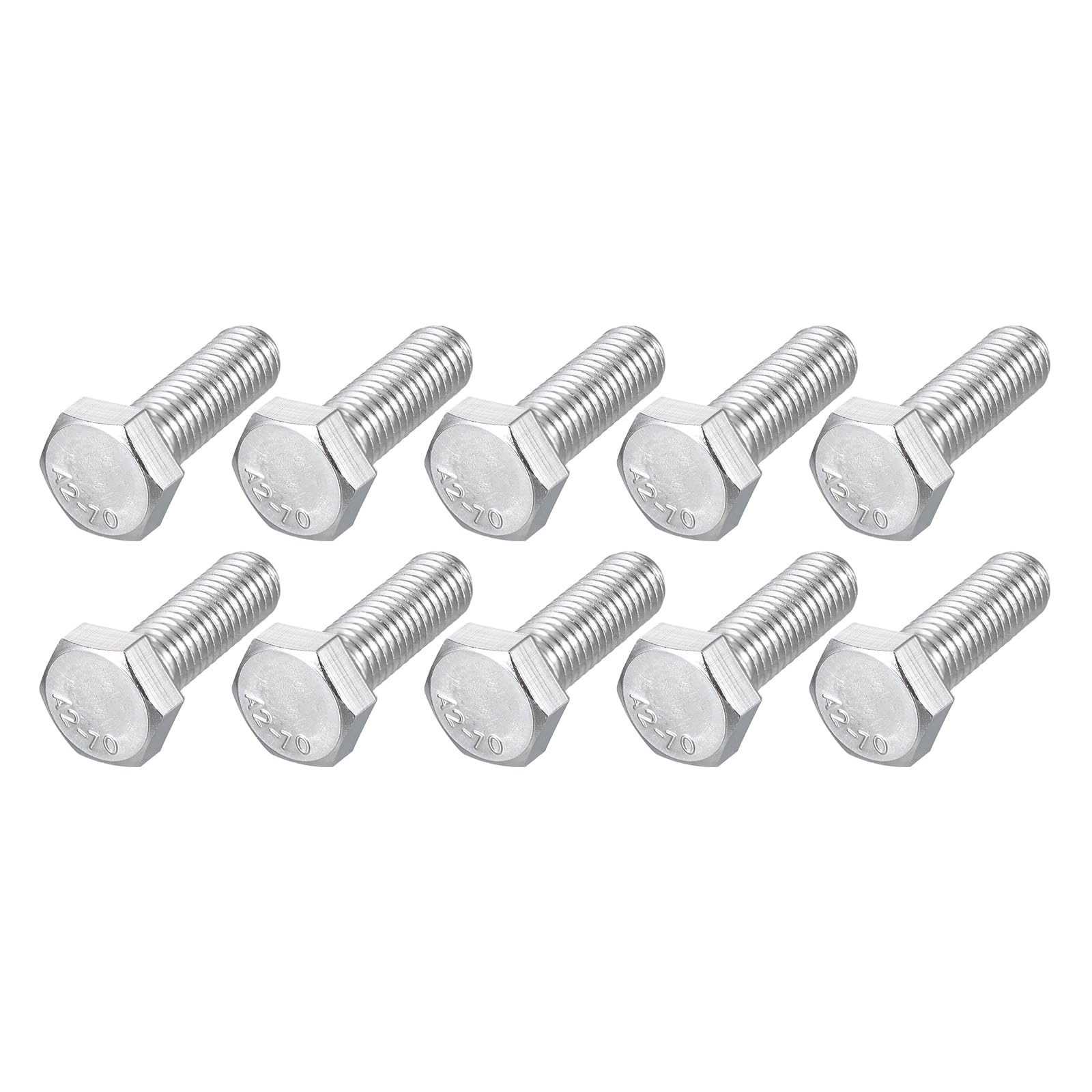METALLIXITY Hex Bolts (M8-1.25x25mm) 10Pcs, 304 Stainless Steel Coarse Fully Threaded Hex Head Screw Bolt Machine Screws