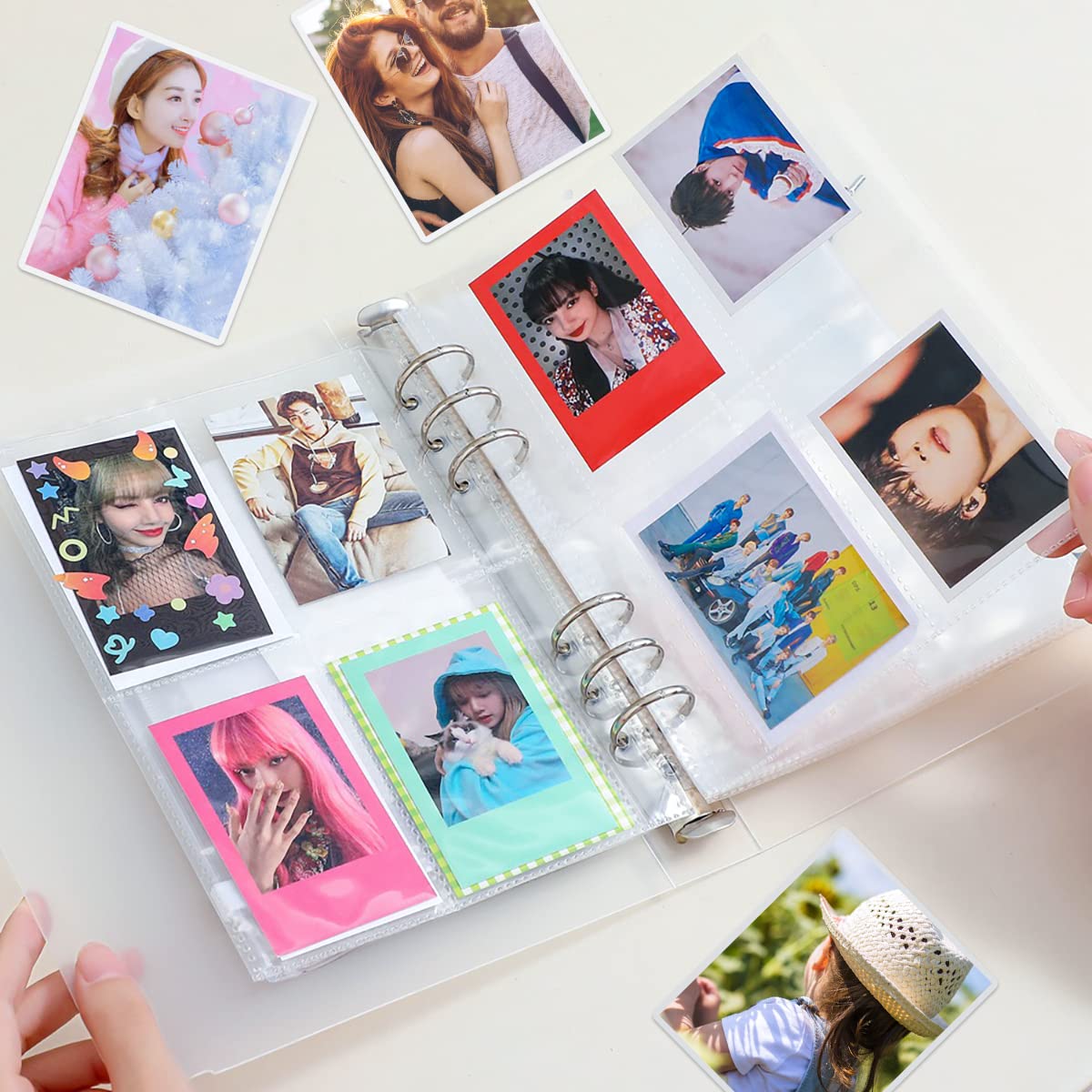 Kpop Raccoglitore A5 Con 20 Pagine Trasparenti, Album Per Photocard E Biglietti, Protegge 160 Carte, Nero + Adesivi