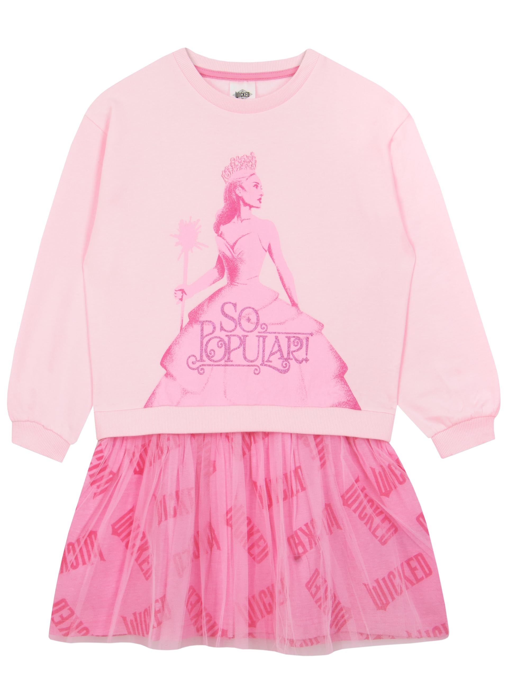 Wicked Sweater Dress | Glinda Sweatshirt Dress for Girls | Girls' Dresses Pink 9-10 Years