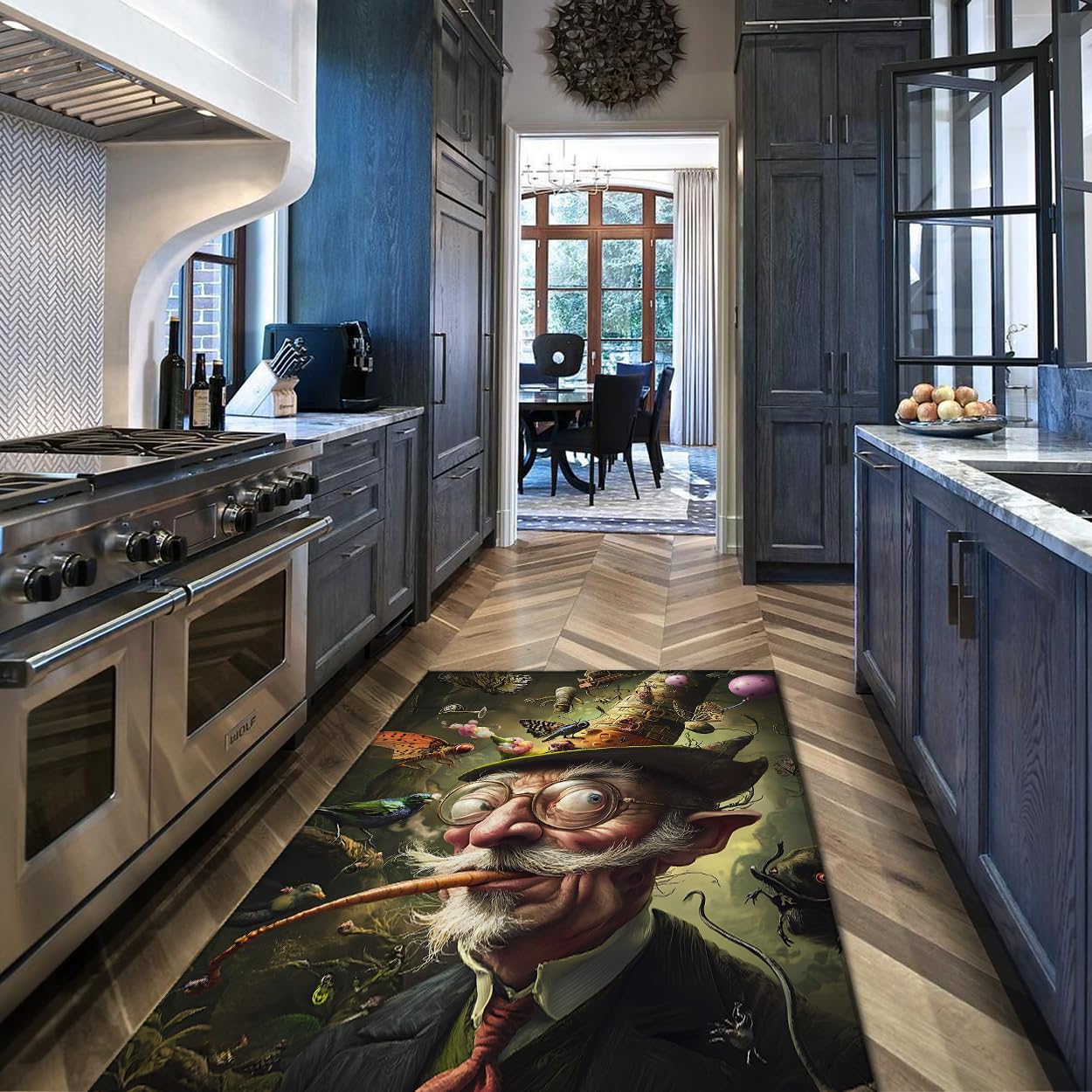 240x300cm Tapis Lavable Vieil Homme Fantaisie Halloween