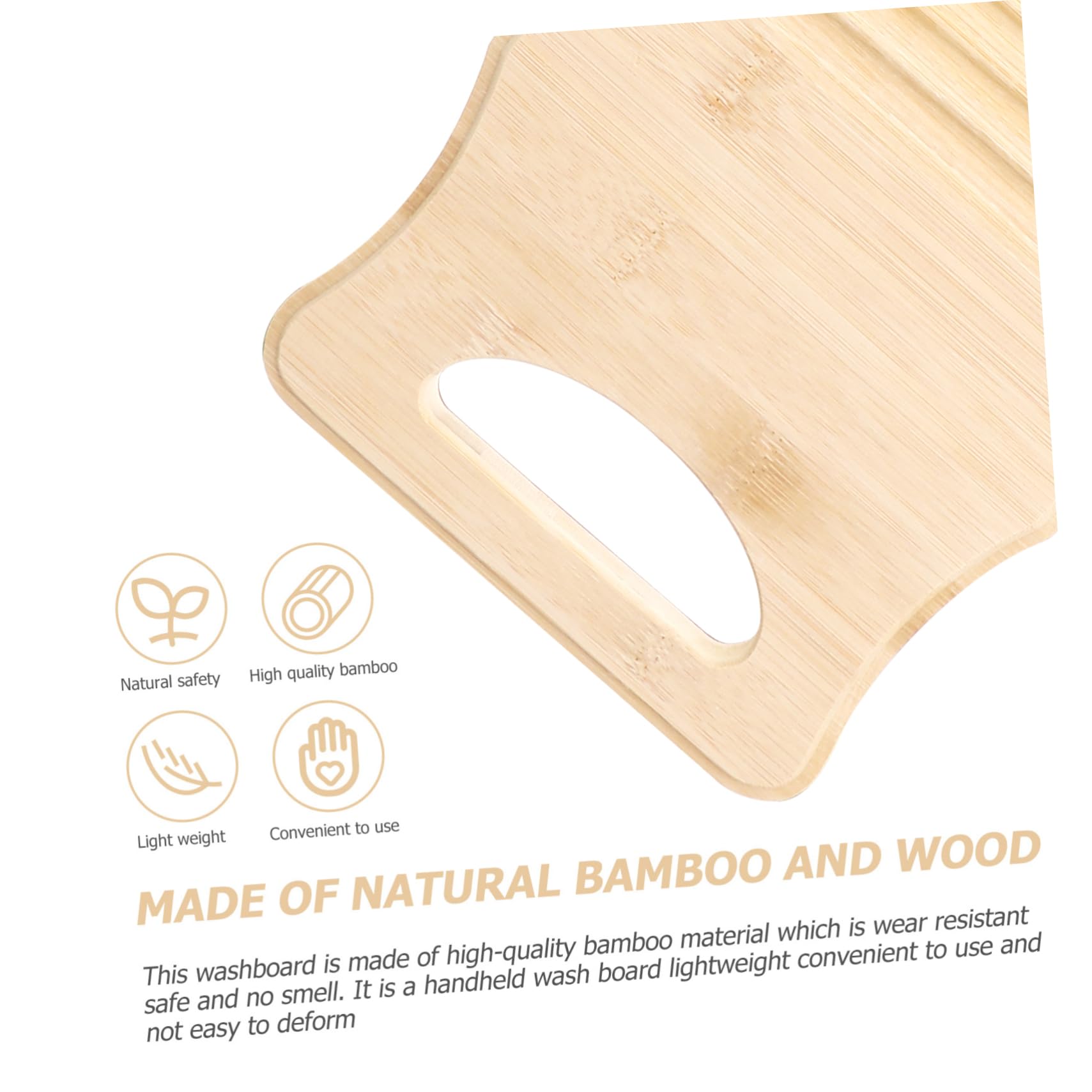 PartyKindom ASSE per Lavare in bambù 50x18x1,8cm Antiscivolo Superficie Liscia e Texture Ondulata per Uso Domestico e Negozio