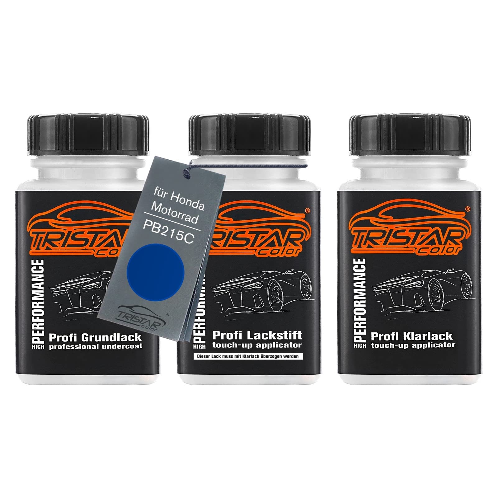 Tristarcolor Candy Tahitian Blue Motorcycle Paint Touch-Up Pen Set For Honda Motorrad Pb215c Under + Base + Clear Coat 50Ml Each