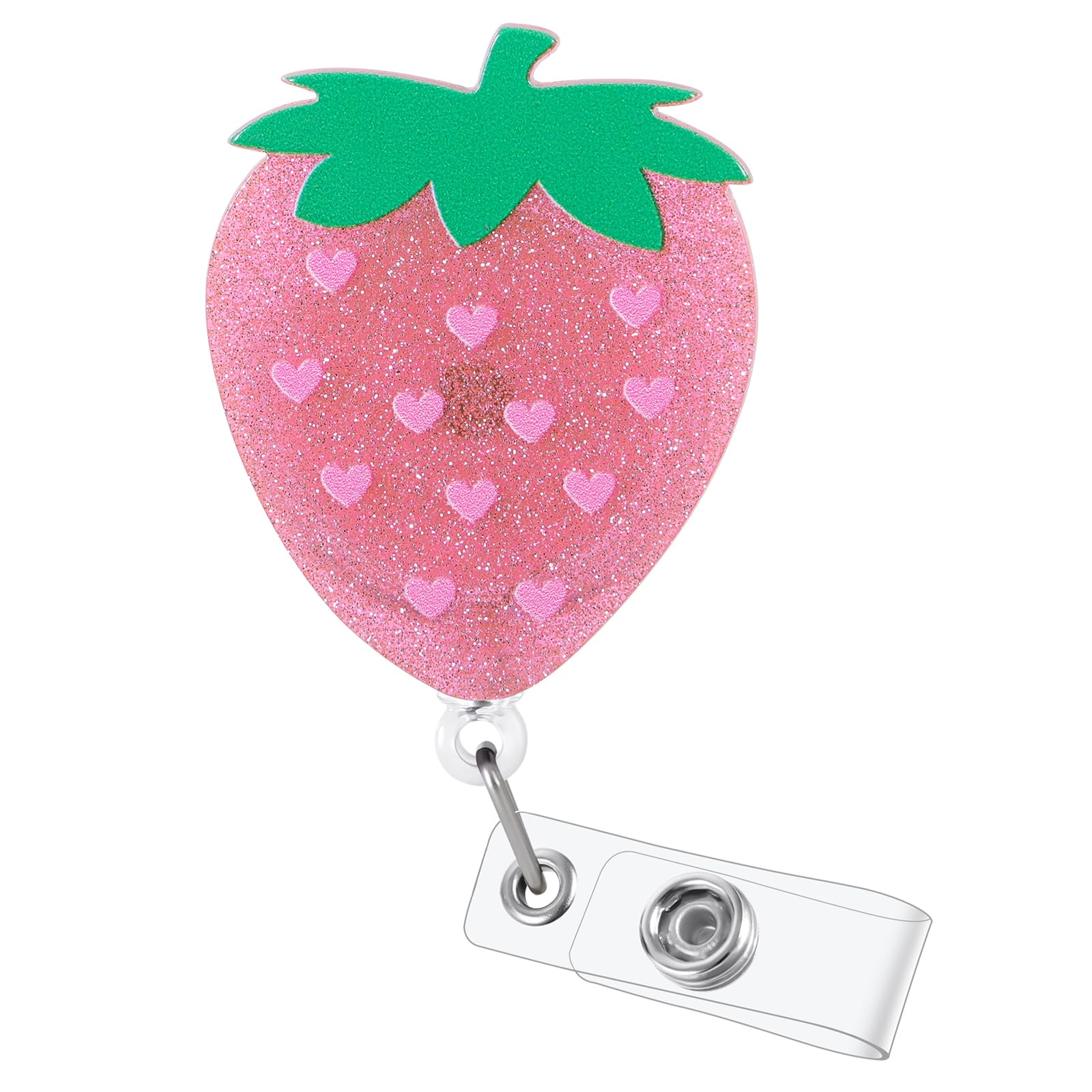 Pink Strawberry Nurse Badge Reel, Personalized ID Name Badge Holder with Retractable Clip, Cute Work Badge Clip for RN CNA LPN LVN Medical Worker