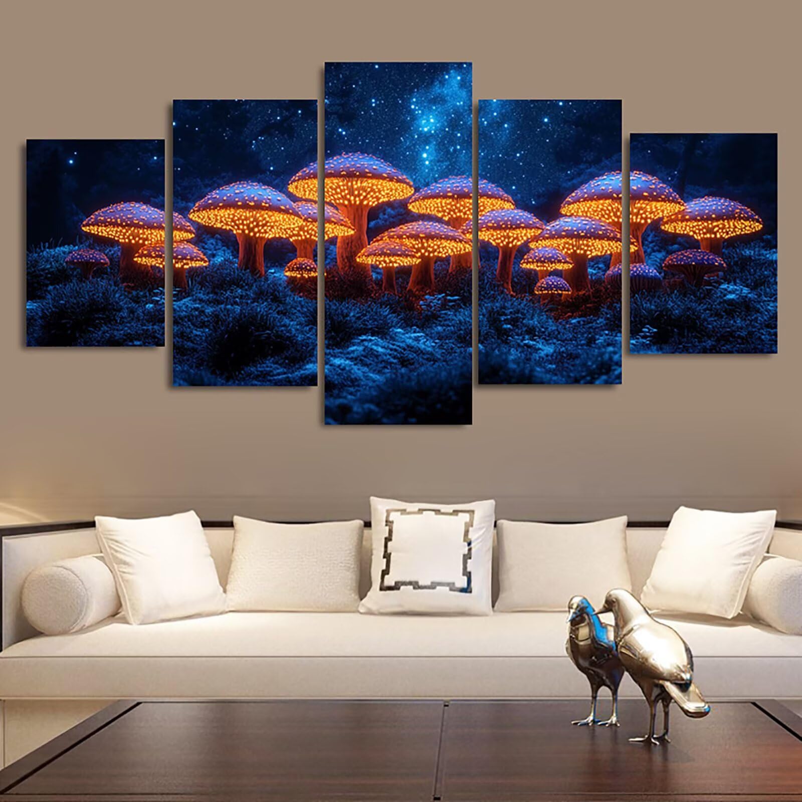 Diamond Painting Grzyb Diament Malowanie Dorosłych Gwiaździste Niebo Diamentowe Malarstwo DIY Dorośli Zestaw Do Haftu Krzyżowego Z Błyszczącymi Diamentami, Dekoracja Ścienna 5 Sztuk 110 x 225 cm 0m