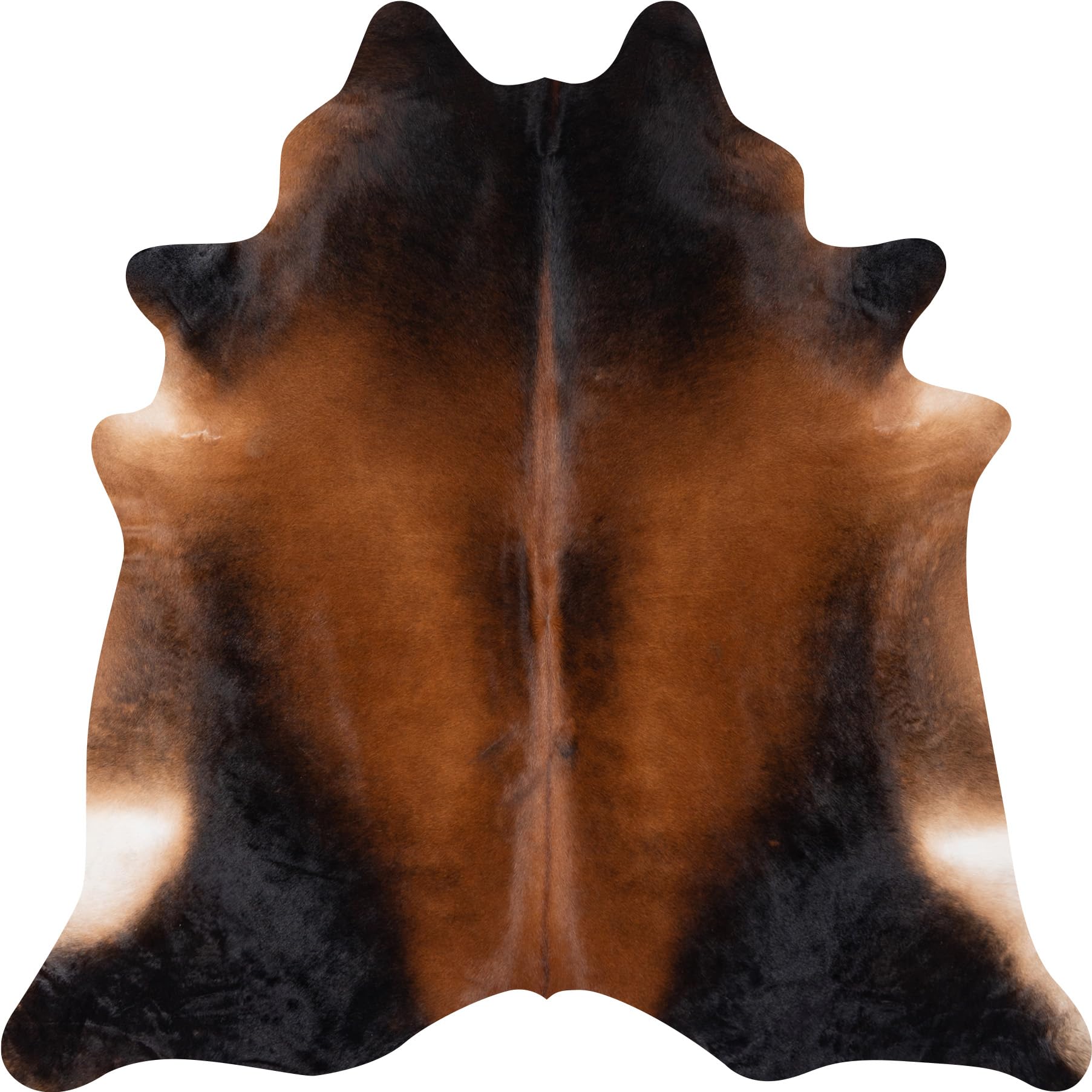 ecowhides 100% Genuine Brazilian Cowhide Rug - Tricolor, Brown, Black & White - Luxury Cowskin Leather Area Rug Décor (Mahogany)