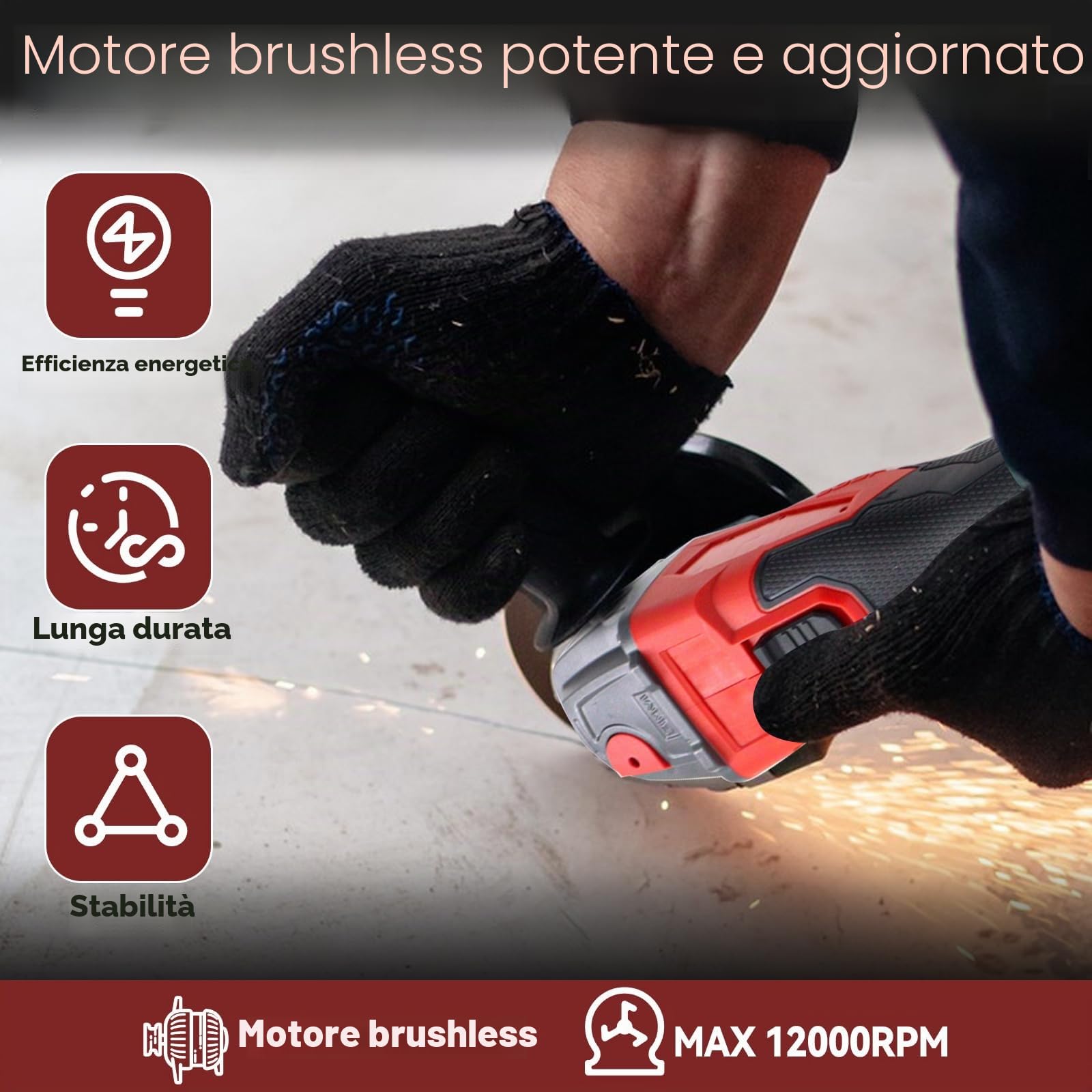 Smerigliatrice angolare Milwaukee da 18 V, 12000 RPM, 125 mm, fusto M14 5/8"-11, 6'