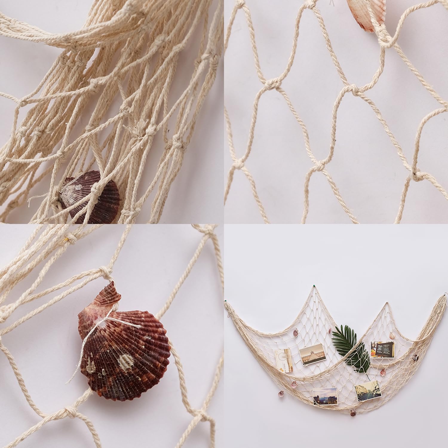 Red de Pesca Estilo Mediterráneo 1,5 x 2 m Con 10 Clips de Plástico Transparente - Decoración de Pared Natural Para Fiestas y Fotografía