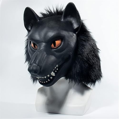 Máscara realista de lobo de terror de Halloween, máscara de lobo negro para fiesta de Halloween, disfraz de lobo cosplay
