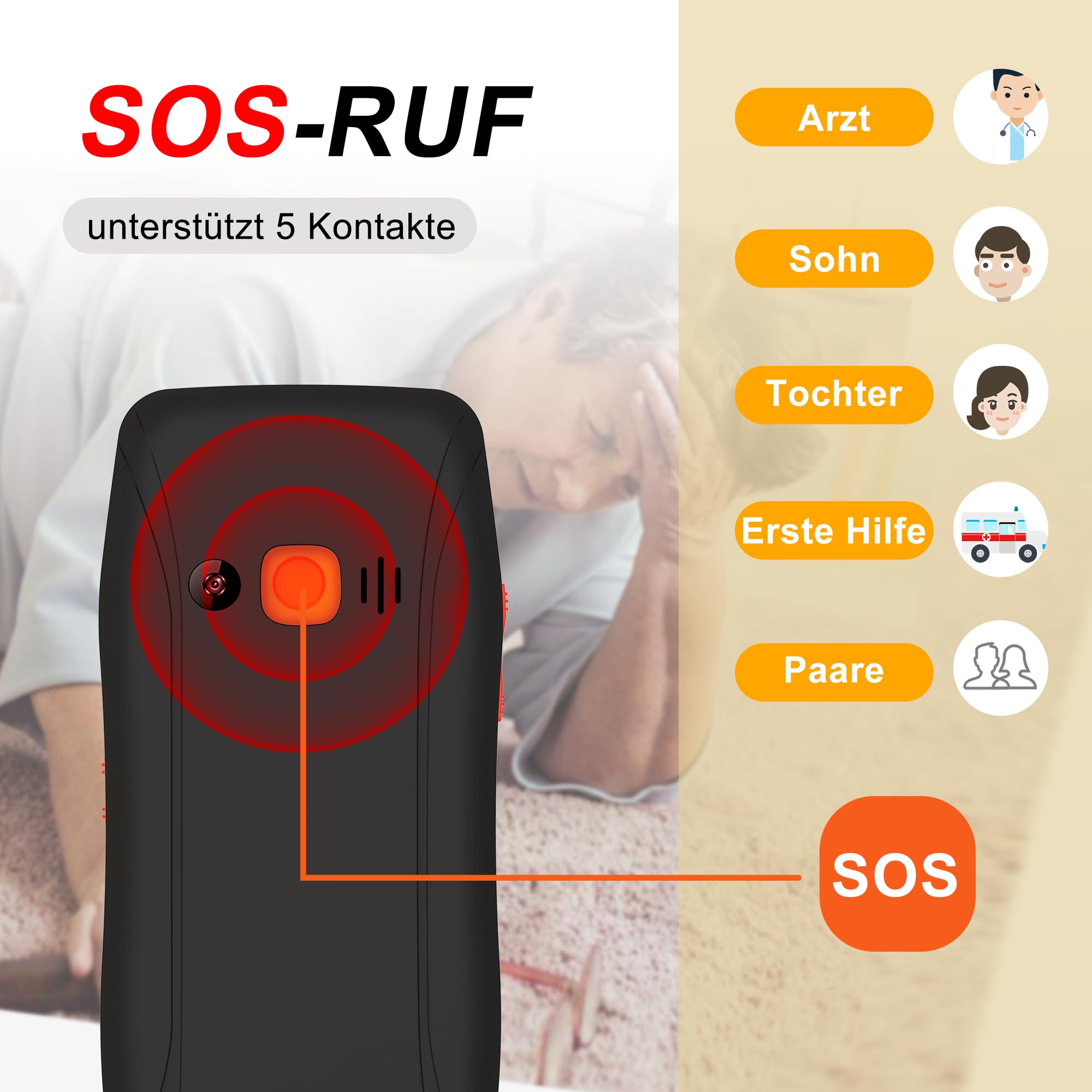 4G Seniorenhandy ohne Vertrag, Rentner Seniorentelefon mit SOS Notruftaste Großtastenhandy, Akku Lange Standby-Zeit, USB-C, Tastenhandy mit Ladestation, 1,77 Zoll Farbdisplay