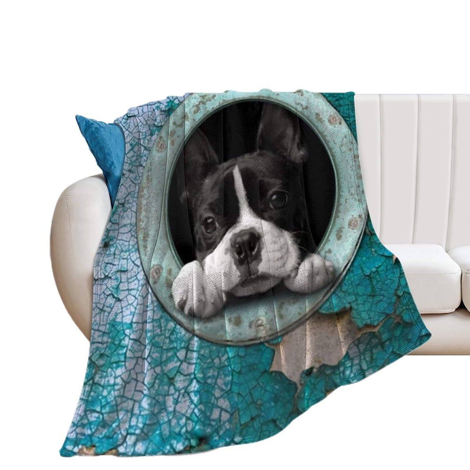 NCLQVJXZKHW Cute Boston Terrier Flannel Blanket Soft Throw Blankets Bed Couch Sofa Travel