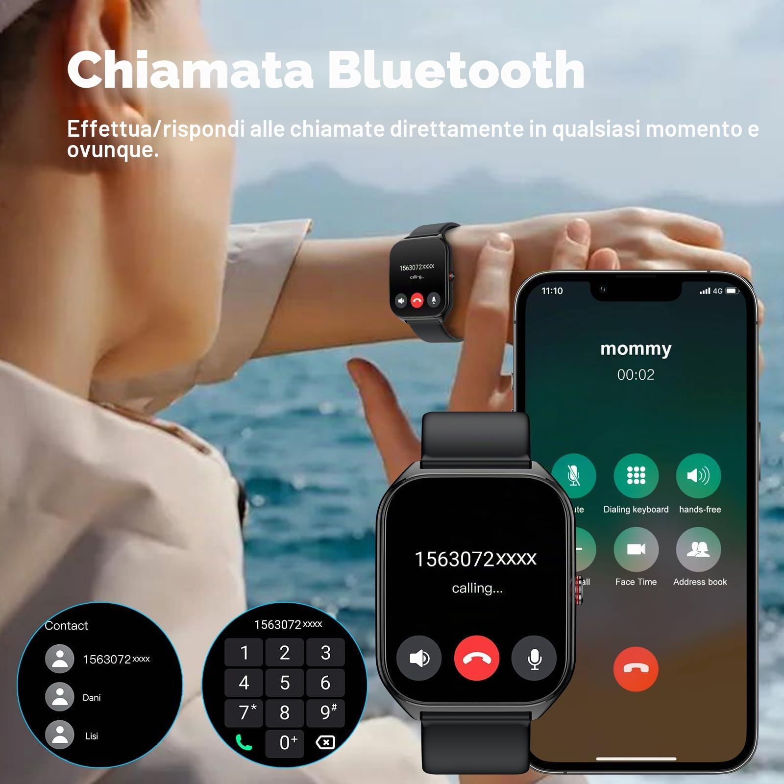 Fempoin Smart Watch per uomo e donna, oltre 100 modalità sportive, monitoraggio della frequenza cardiaca e del sonno, contapassi, smartwatch per Android iOS, smartwatch (rispondere/effettuare chiamate