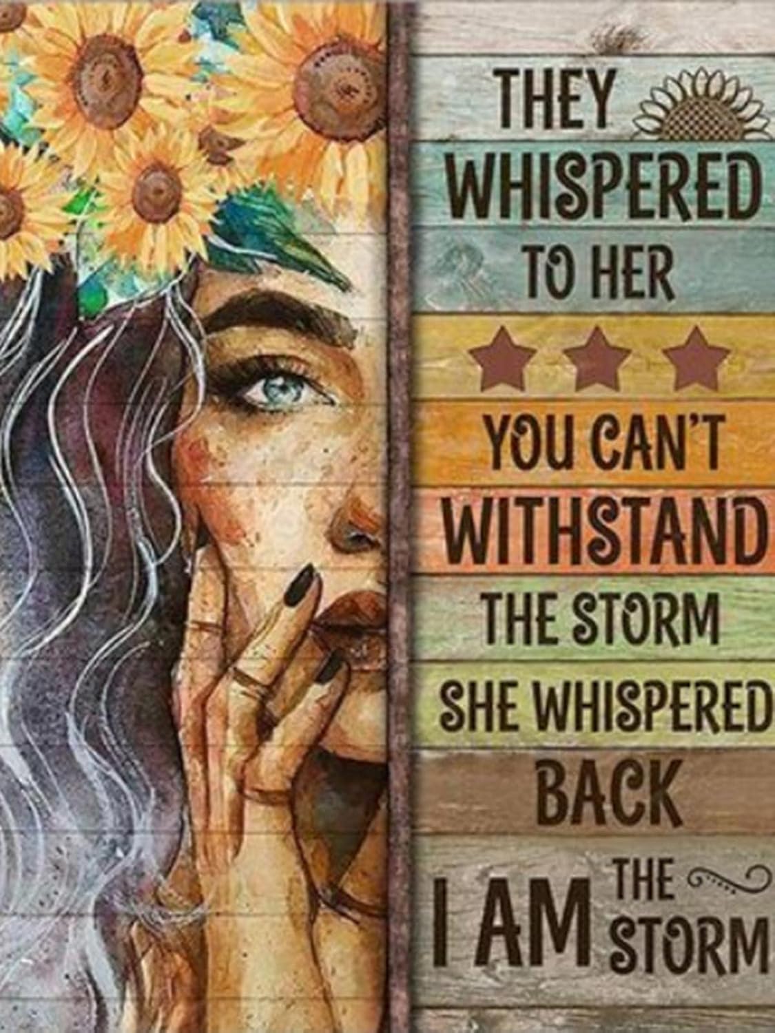 Musevial Inspirational Woman Stamped Cross Stitch Kits,Sunflower Cross Stitch Ornament Kits for Adults Beginners, Counted Embroidery Needlepoint Kits Home Decor 12x16 Inch