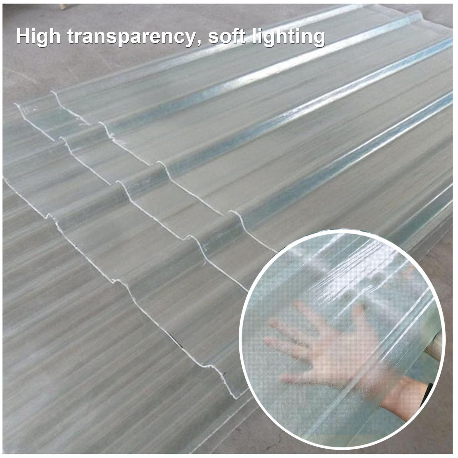 Planchas Transparentes Tejados,1mm Placa Ondulada FRP Para Exteriores,Placa De Iluminación Natural De Fibra De Vidrio,Chapa Ondulada Para Invernaderos,Chapa Ondulada (0.9×1.7m/35×67in,1pcs)