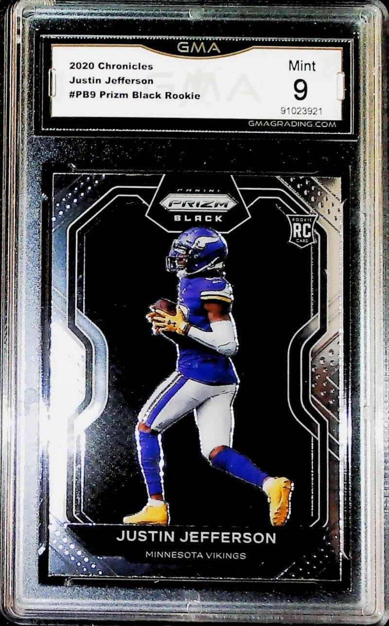 2020 Chronicles Football Prizm Black #PB-9 Justin Jefferson RC Rookie Minnesota Vikings GMA 9 MINT Official NFL Trading Card by Panini America (Serial Number May Vary)