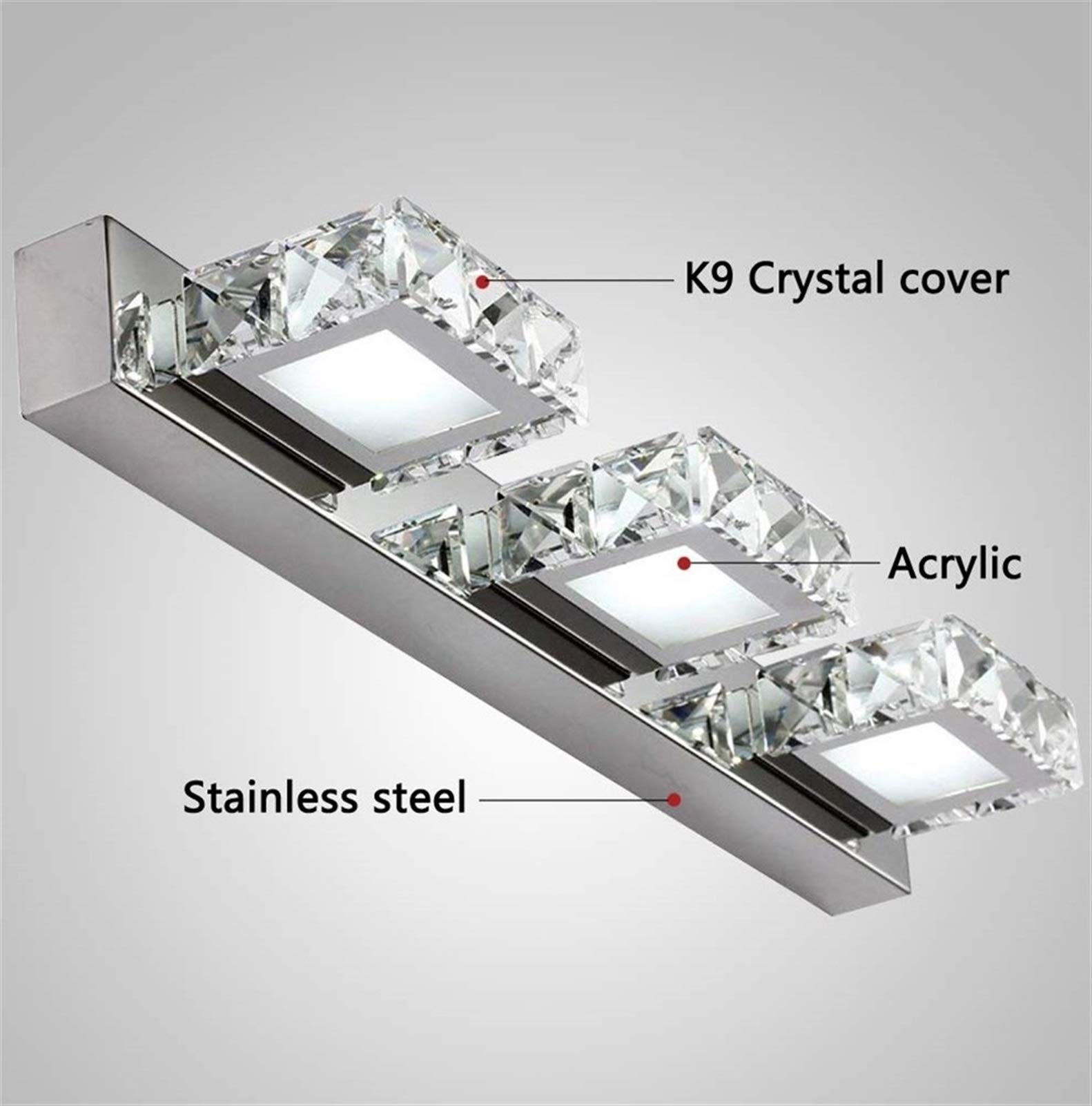9W kryształowe oświetlenie lustrzane Led Vanity Light lustro do łazienki sypialnia toaletka lustro reflektor światło (rozmiar: 46 cm)