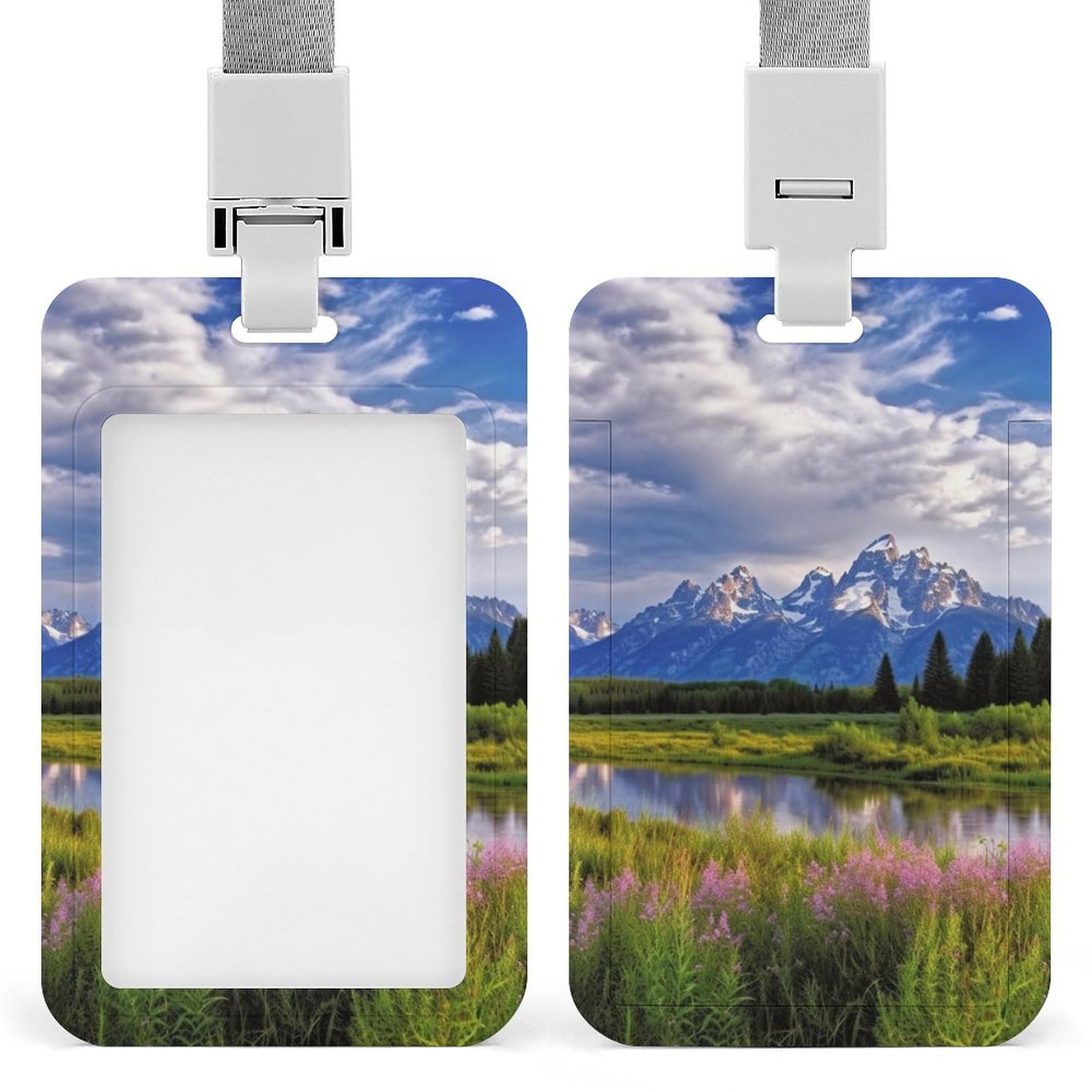 ID Card Holders for Lanyard,A Lion Printed Badge Holder with Clear Window,Plastic Vertical Bus Pass Holders for Work Teacher Nurse Employees Proximity Key Cards Women Men — image 1