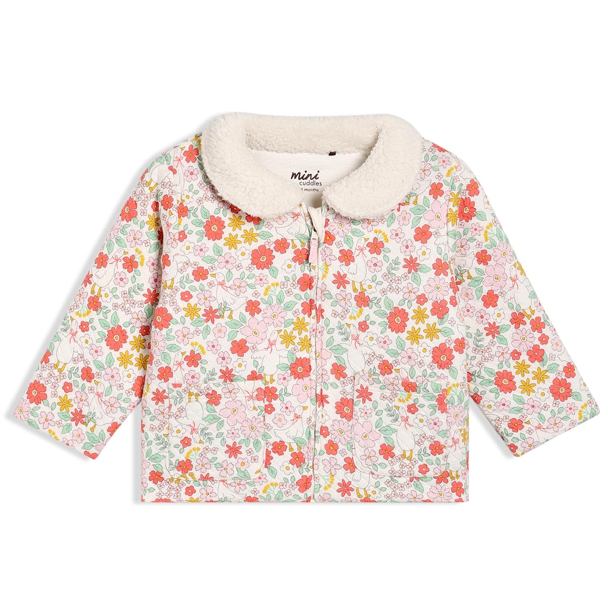 MINI CUDDLES Baby Girls Floral Printed Jacket, Multicolour (3-6M)