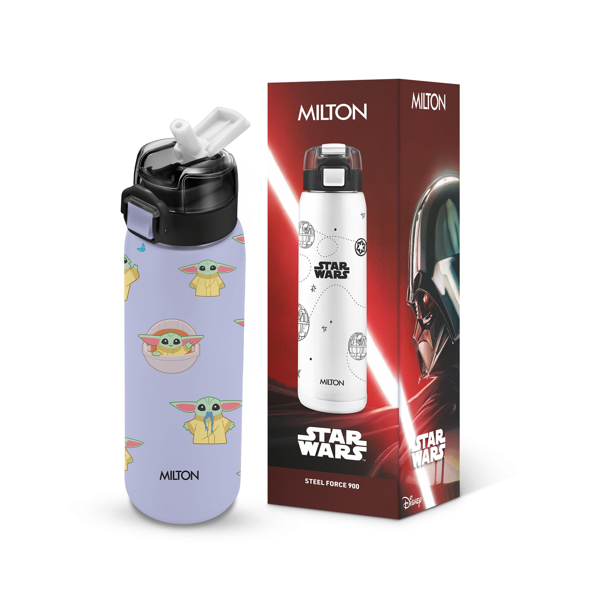 Milton Steel Force 900 Thermoware Water Bottle 600 ml with One Touch Safety Lock & Twin Lid Sip or Gulp, Long Hours Hot & Cold, Leak Proof, ISI Certified, PU Insulated, for Kids, Gym, School, Lavender-image-39