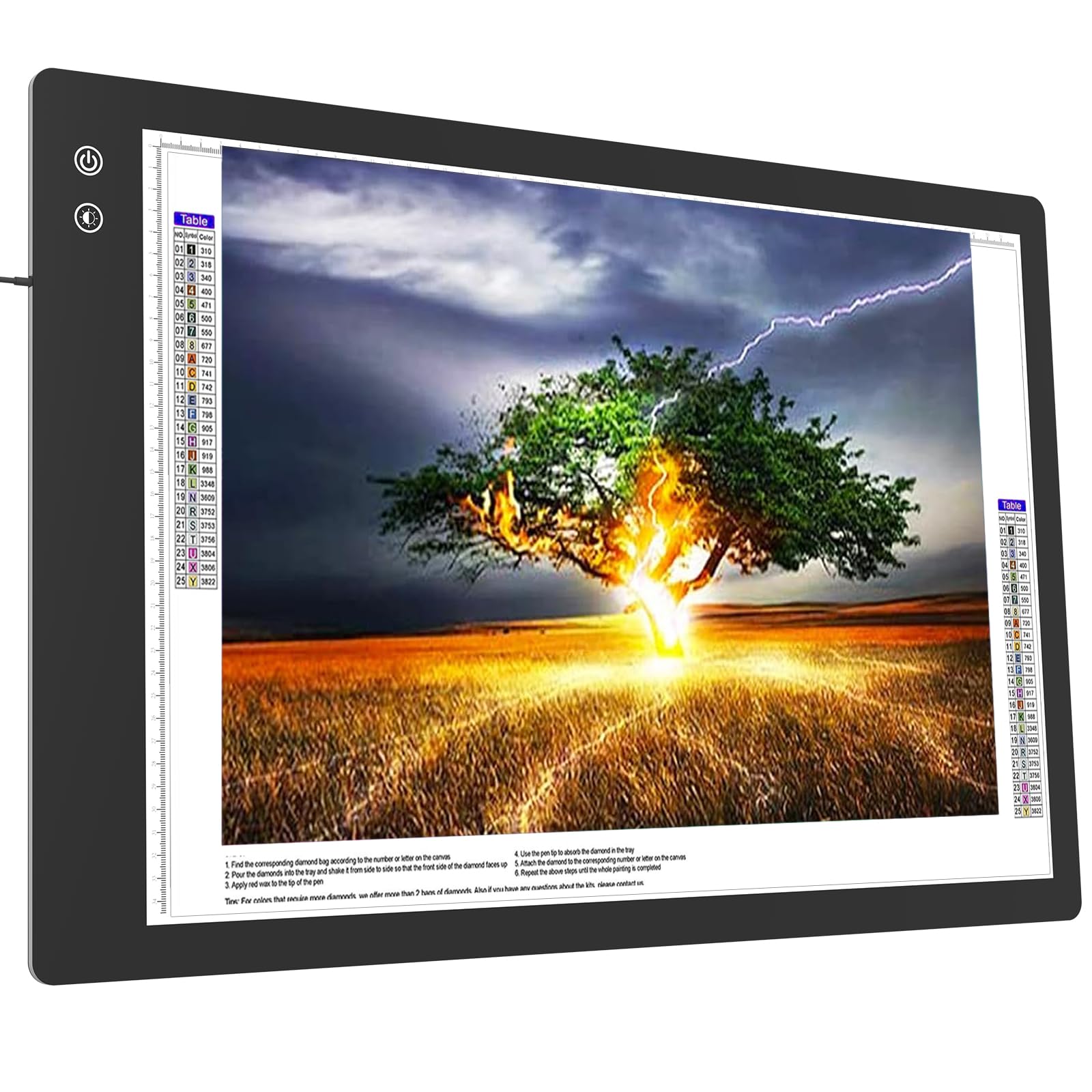 TOHETO Rechargeable A1 Light Board for Diamond Painting (35.4”x23.6”), 3-Color Light Diamond Art Large Light Pad with Adapter&Clips, Lightbox for Tracing and Drawing, Light Table Light Box for Artists