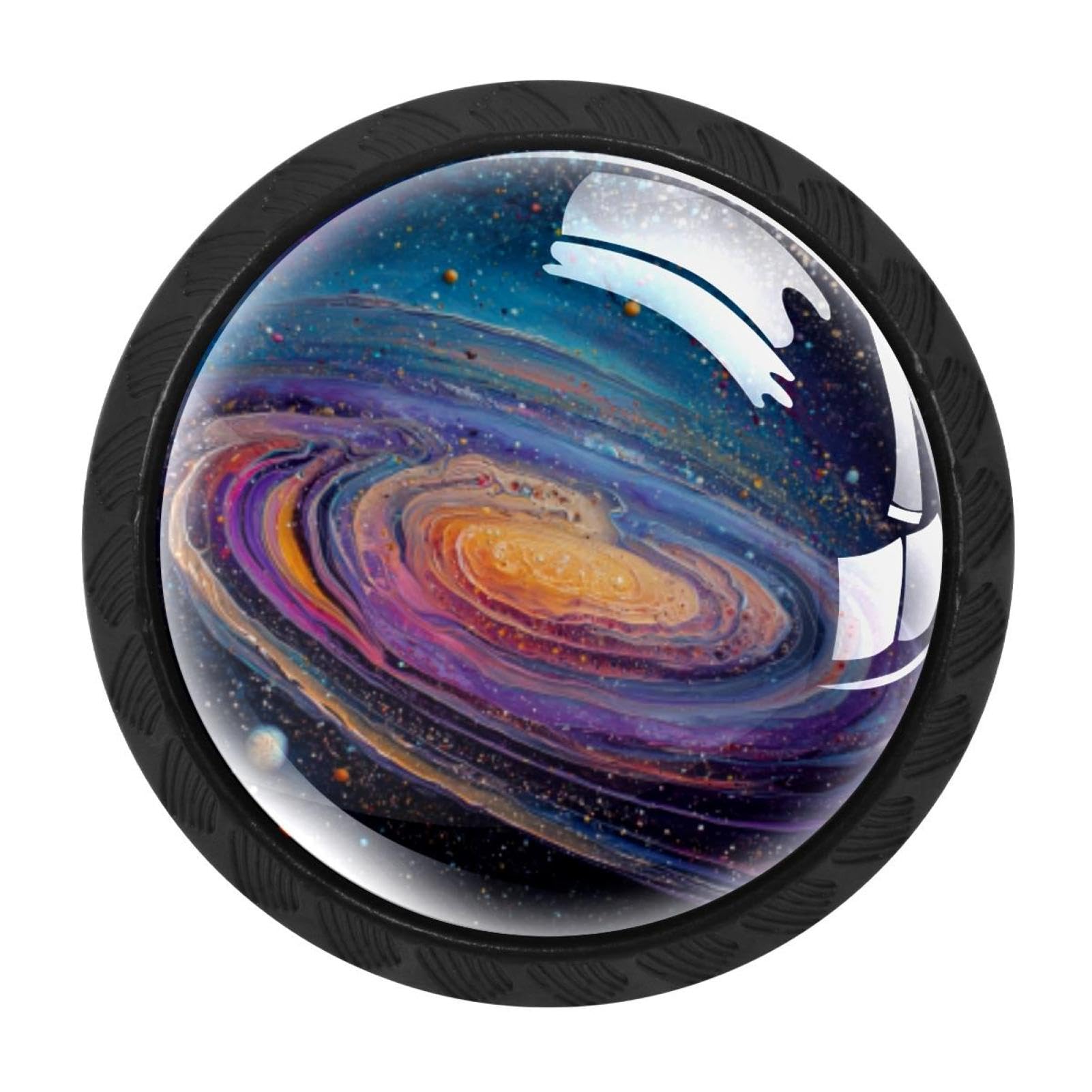 CHENZZZZ 4 Pack Round Cabinet Knobs for Kitchen Bathroom Closet Dresser Cabinets, Galaxy Planet (10)