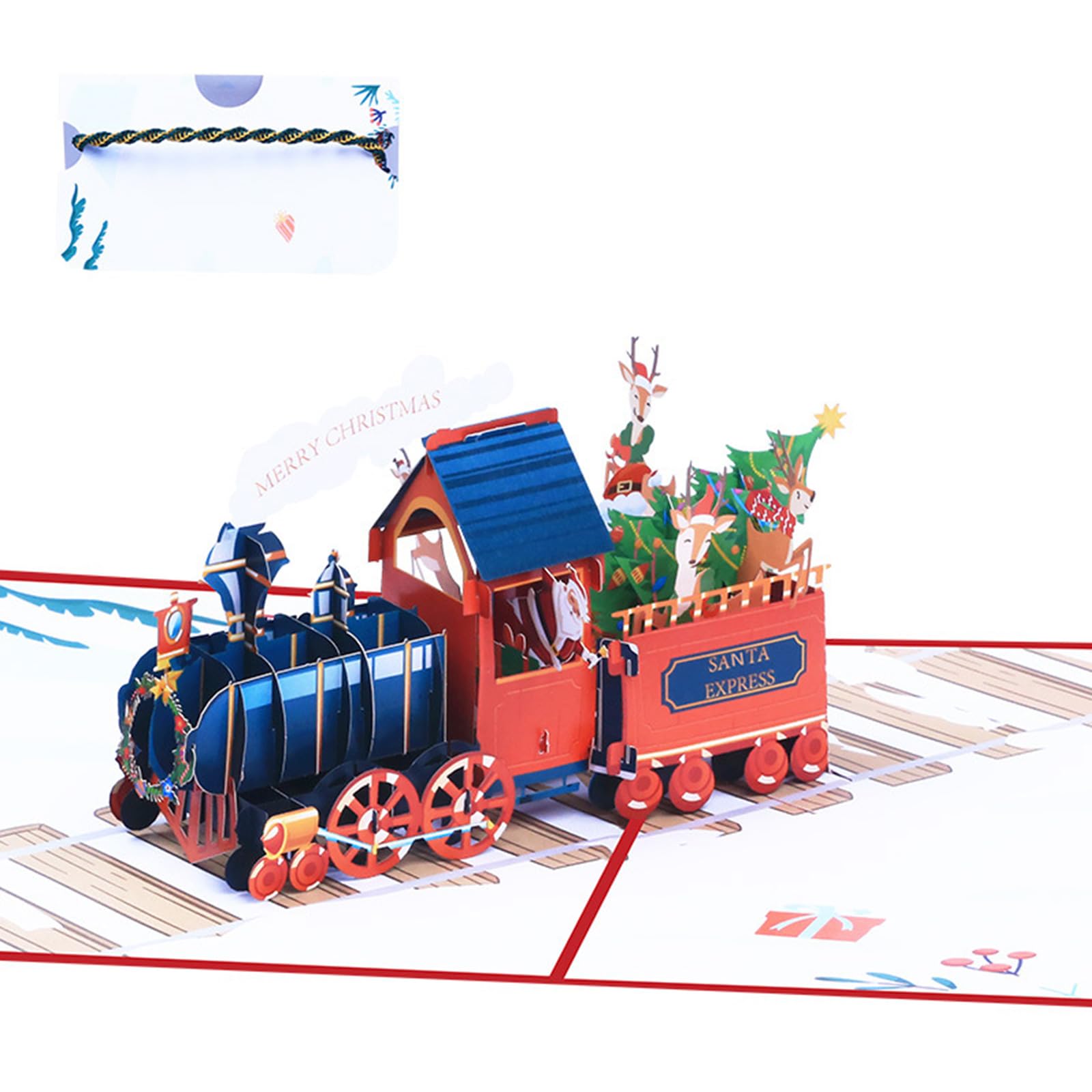Tsophreniq Creative 3D Christmas Train Card with Handwovens Stylish Greeting Card Ornament Colorful Holiday Decorations Festives Decoration