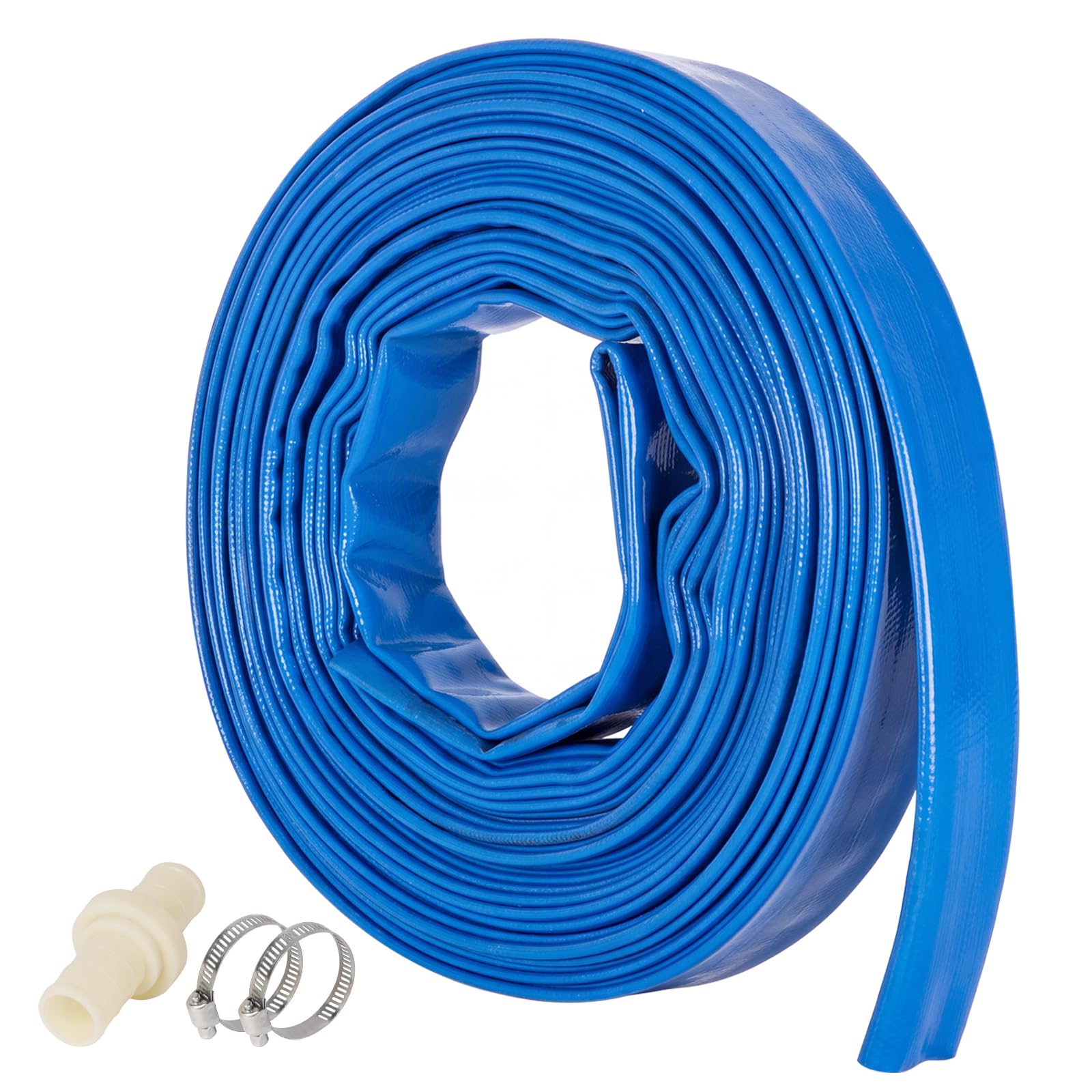 TradeRight Hose Pipe 1 Inch Reinforced PVC 20m for Pool Drainage Pump,Blue