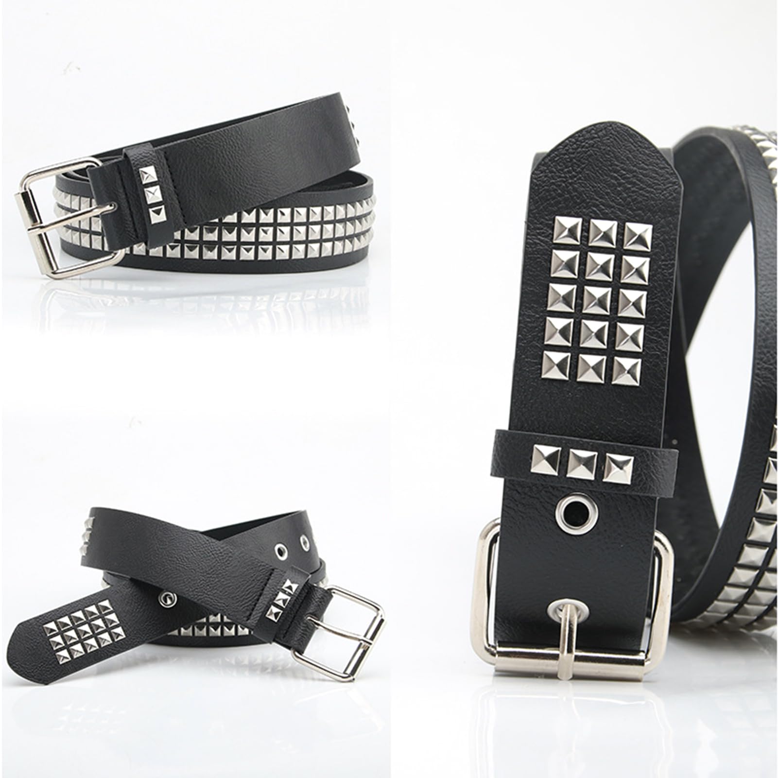 pasek, Spódnica jeansowa w stylu gotyckim z metalowymi ćwiekami kształcie piramidy, punk rock, 4 cm szerokości