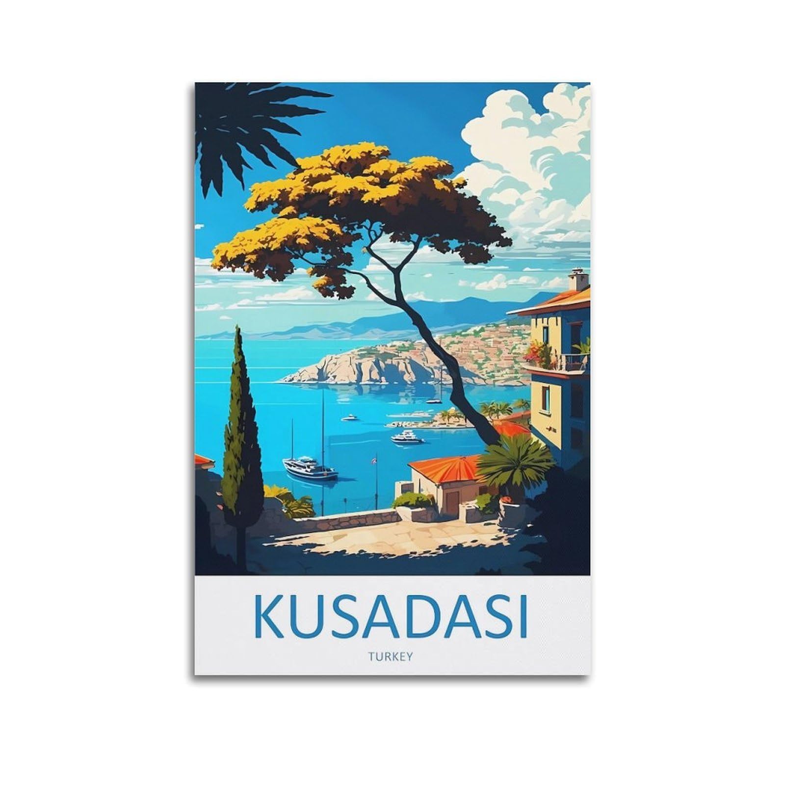 EZMLFA Diamond Painting Kits for Adults,Kusadasi Turkey 5D Diamond Painting Kit for Adults Beginners, DIY Full Round Drill Gem Art Kits for Home 50x60cm