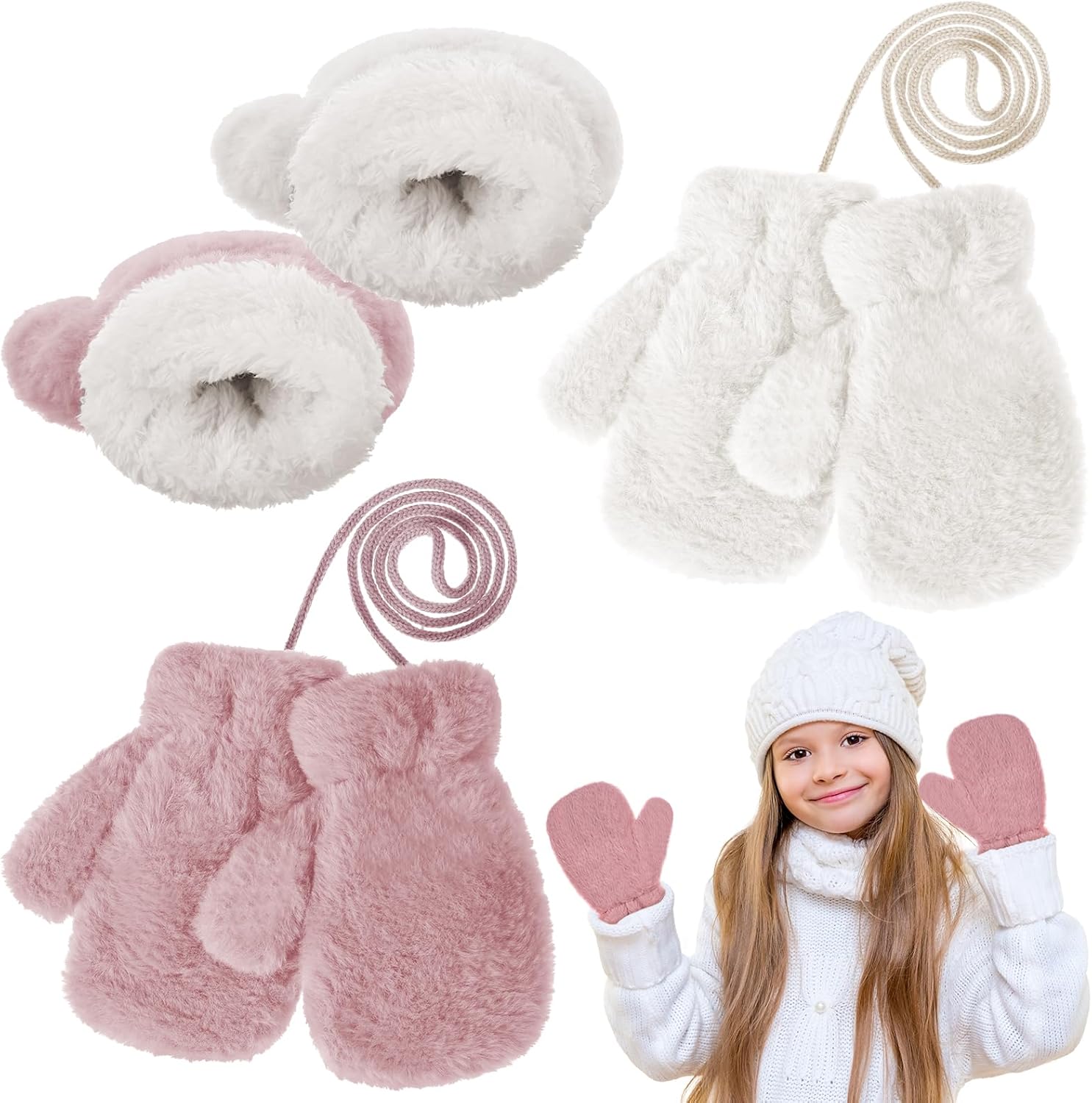 5 Pièces Moufles Pour Garçon Avec Élastique Anti-Perte