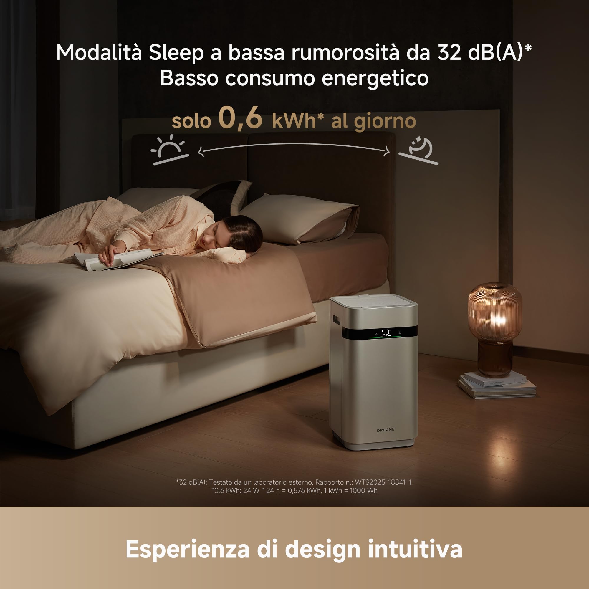 DREAME H40 Umidificatore, Tecnologia Evaporativa senza Nebulizzazione | Umidificazione Rapida 800 mL/h, Serbatoio Acqua 6 L, Purificazione in 4 Fasi, Display Digitale, Telecomando