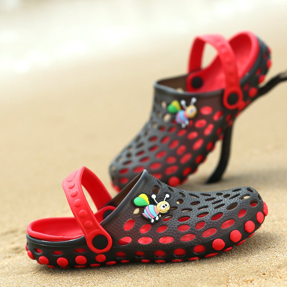 JIA HONG Summer New Children's Beach Hole Shoes Boys Bathroom Slippers Sandals Girls Cartoon Children's Shoes,Red（37）