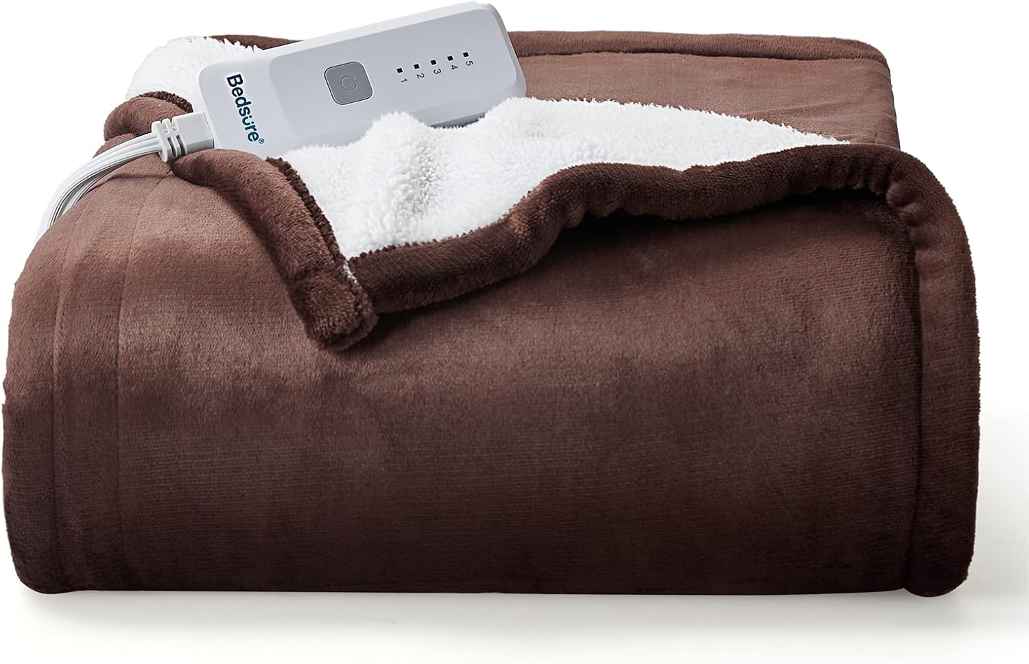 Bedsure Heated Blanket Electric Throw - Soft Electric Blanket for Couch, 5 Heat Settings Fleece Blanket with 3hrs Timer Auto Shut Off, Machine Washable Sherpa Heating Blanket Throw (50×60, Chocolate) : Home & Kitchen