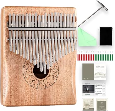 21 Key Kalimba Thumb Piano, Professional Portable Mahogany Mbira Finger Piano with Tune Hammer, Carrying Bag and Study Instruction, Unique Ideal Birthday Holiday Wedding Gift, Musical Instruments b1