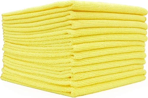 (Paquete de 12) 16" x 16" toallas de limpieza de microfibra de grado comercial para usos múltiples, altamente absorbentes, sin pelusa, sin manchas,