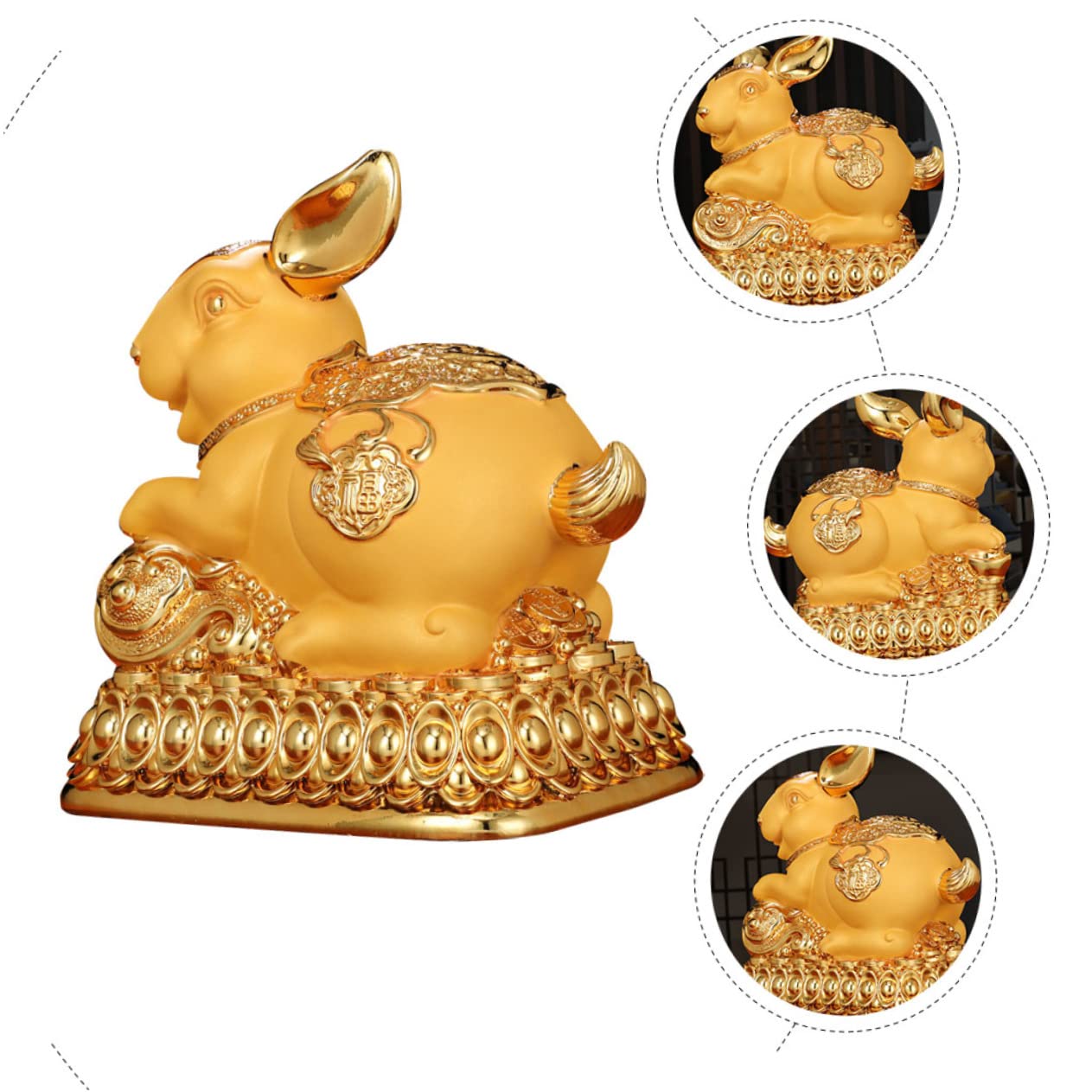 HEMOTON Forme De Lapin Doré Économiseur De Résine pour Décoration De Bureau Et Maison Objet De Collection Chinois pour