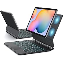 JUQITECH Magic Keyboard Case for Samsung Galaxy Tab S6 Lite 10.4 Inch Magnetic Floating Cantilever Stand Wireless Backlit Multi-Touch Trackpad Keyboard, Battery Display for Tab S6 Lite 2024/2022/2020