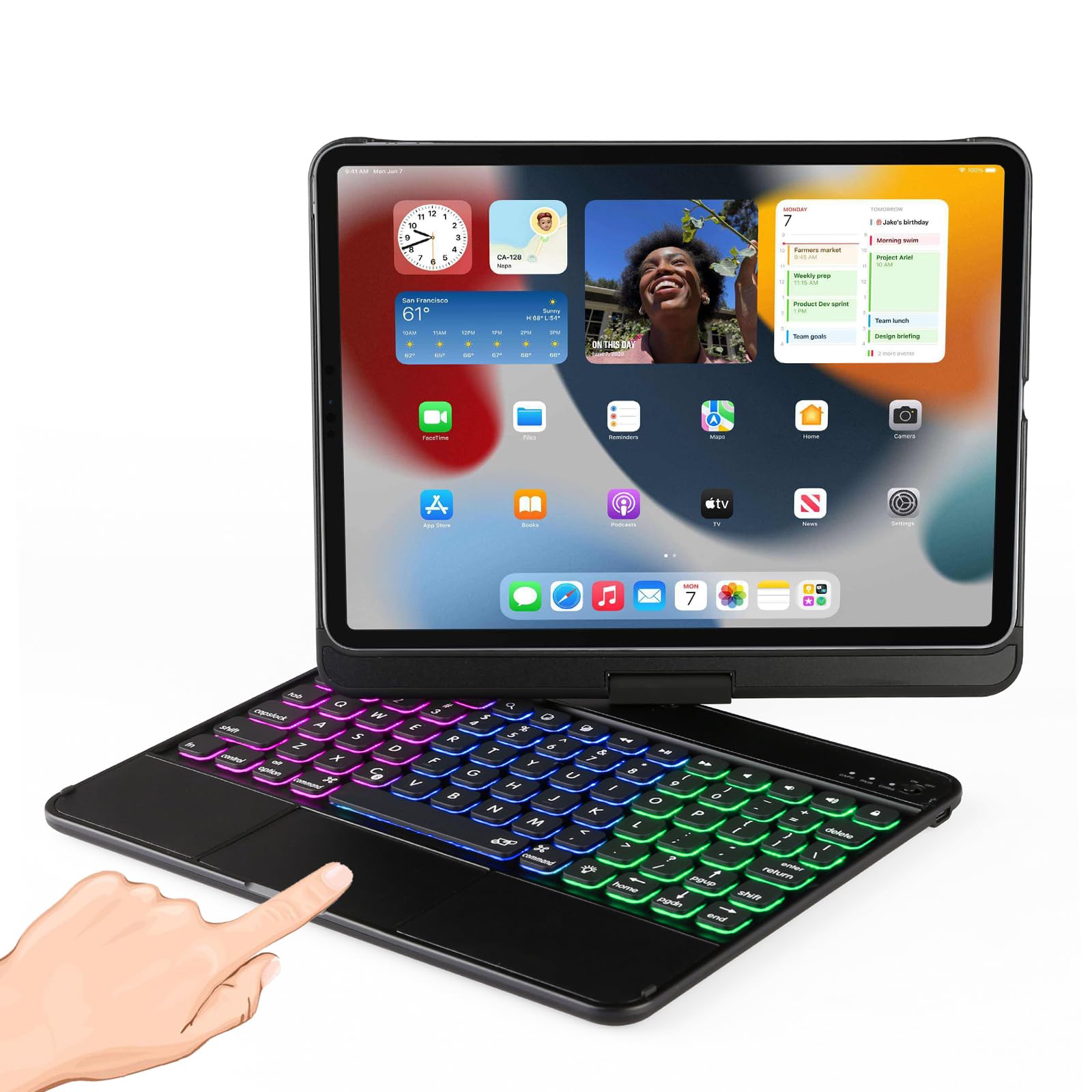 LENRICH Keyboard Case for iPad Air 11 inch M3 2025/M2 2024,Mulit Touchpad Backlight for iPad Pro 11-inch 4th/3rd/2nd/1st/iPad Air 5th/4th Generation 10.9 inch 360 Swivel Thin Light