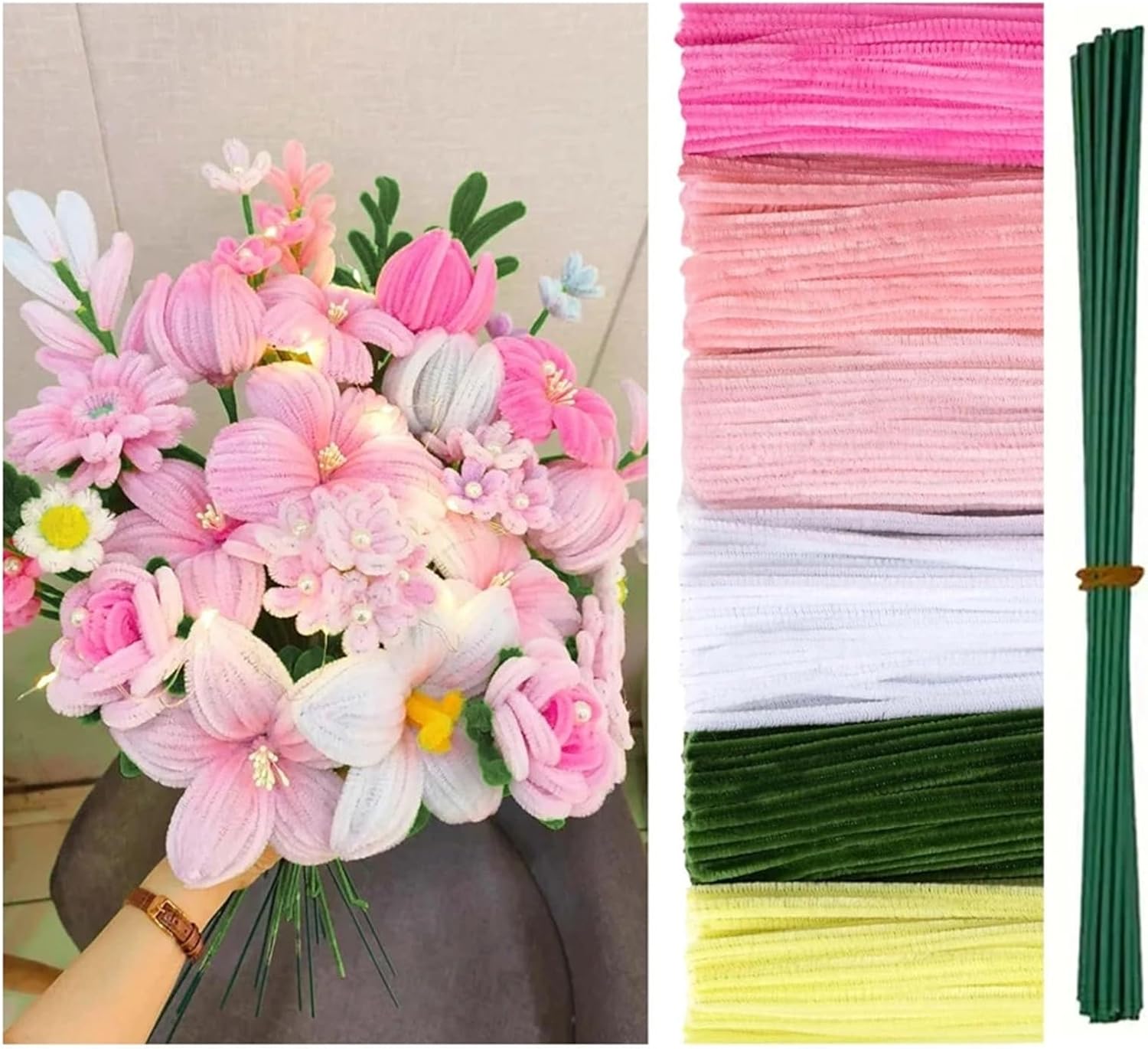 Pipe Cleaners 500 Pieces Pipe Cleaners Chenille Stems 12 Inch Craft Supplies Bulk for DIY Art and Projects Creative Gift(Transparent)