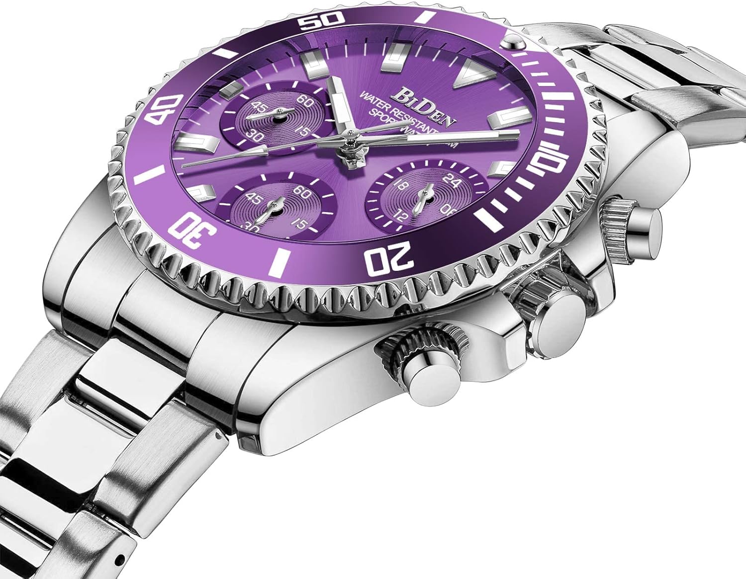 Women Elegant Chronograph Rotatable Bezel Mineral Glass Luminous Watch Stainless Steel Waterproof Date Analog Quartz Watch Fashion Business Dress Wrist Watch - Image 2