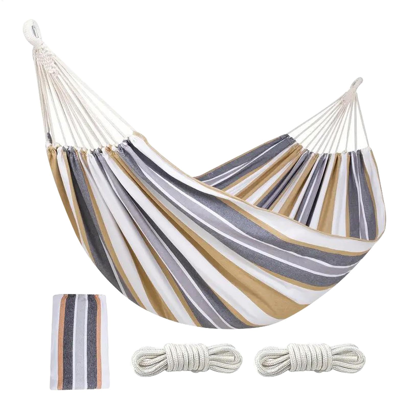 Hamac De Camping À Tissu Épaissi Robuste À Rayures, Facile À Transporter | Hamac de Plage Sac Organisateur Résistant Inclus pour Intérieur Extérieur Jardin Patio Plage Camping et Randonnée